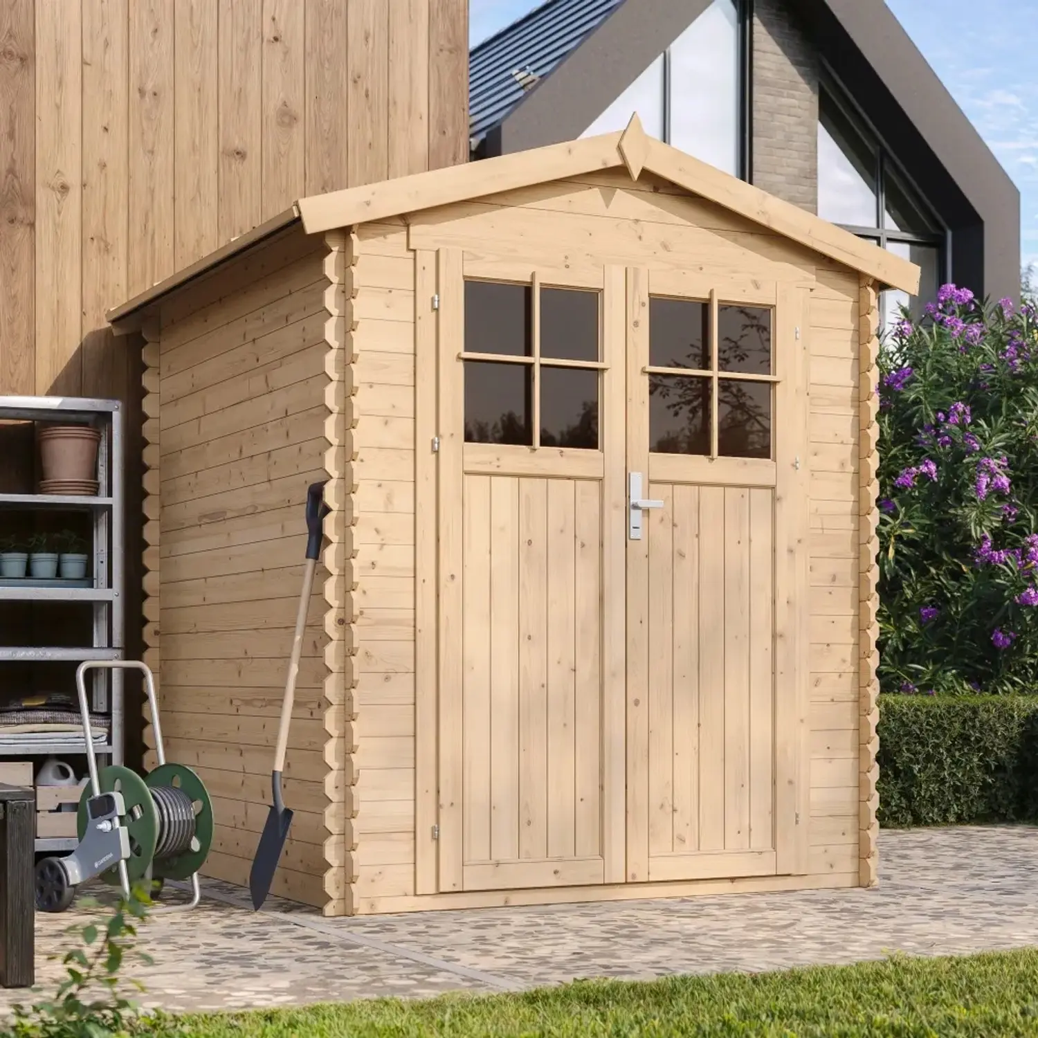 Timbela Dřevěný zahradní domek M320F+M320G s podlahou, 180 x 180 cm