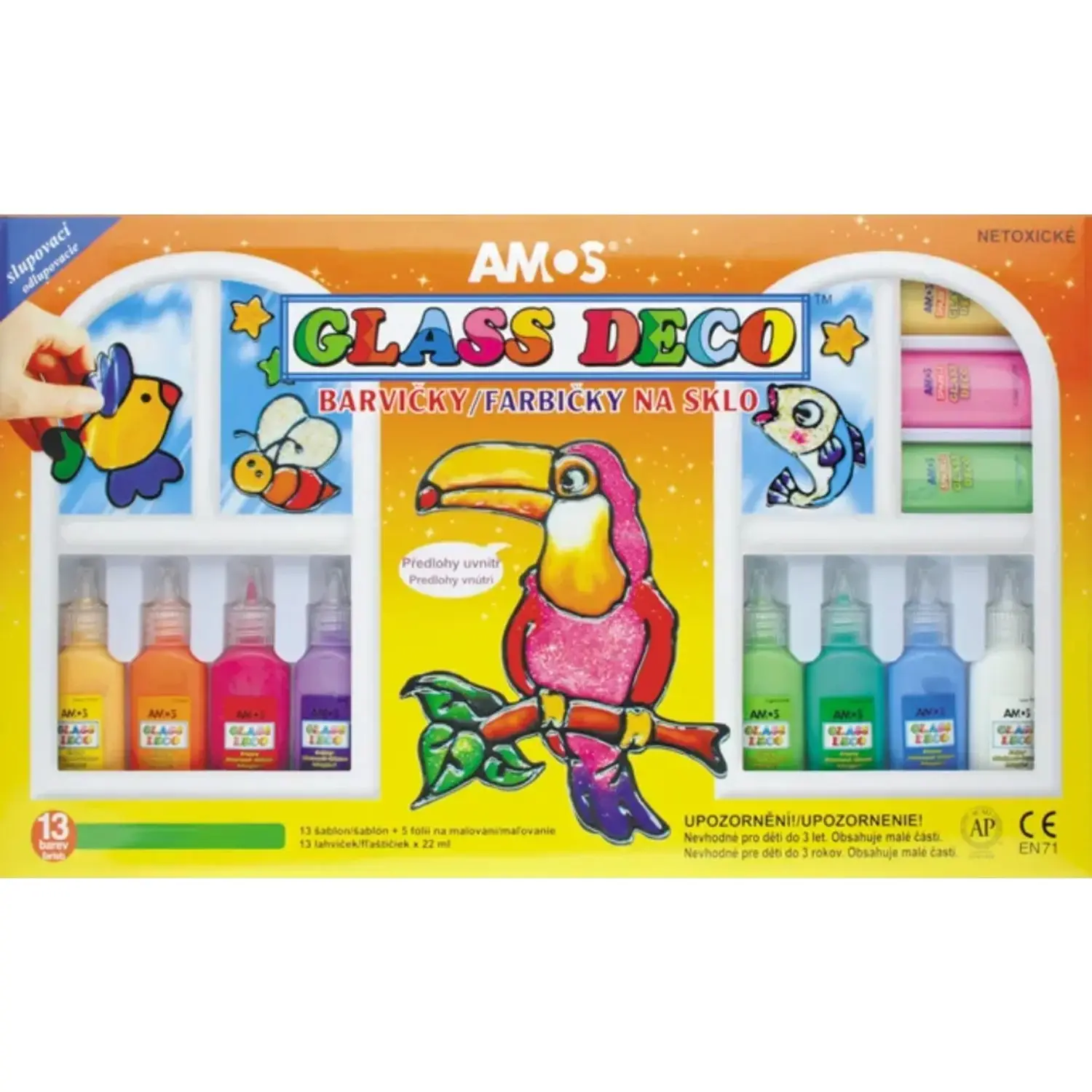Amos Barvy na sklo sada 13 ks, 22 ml + fólie a šablony