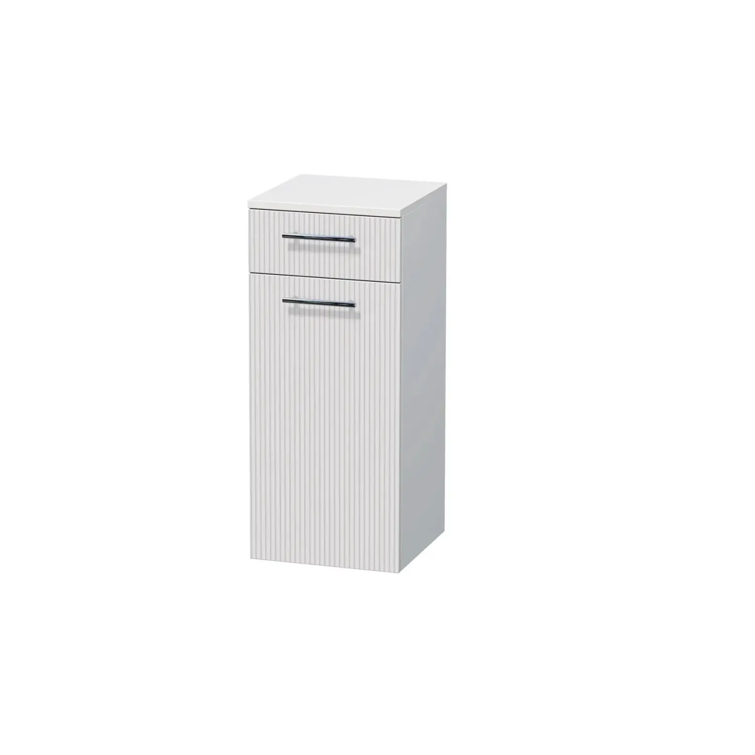 INTEDOOR Nízká skříň BEE pravá, úchyt chrom, š. 35 cm, bílá 3D pruhy