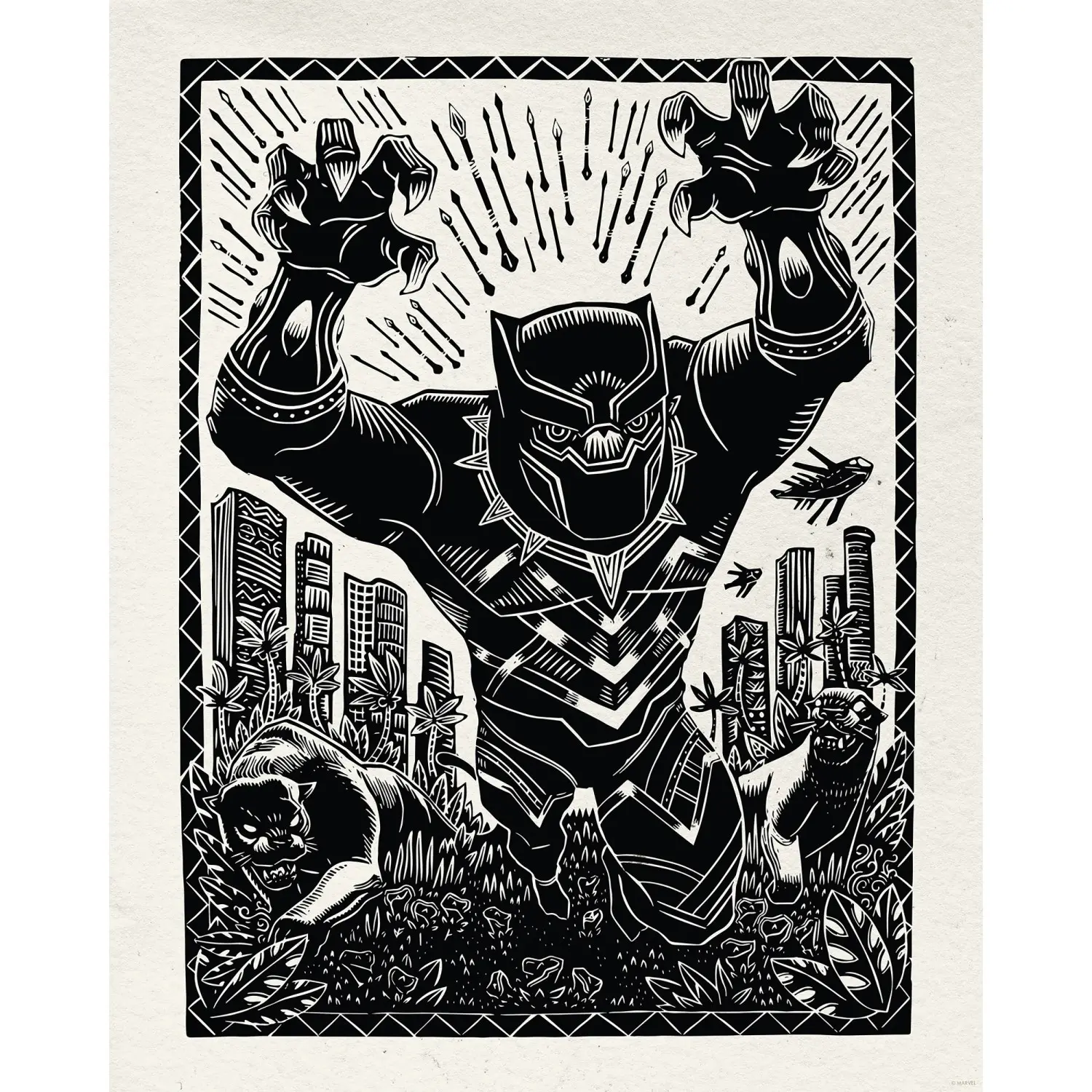 Komar Plakát Marvel Black Panther Lino-Cut Charge 40 x 50 cm