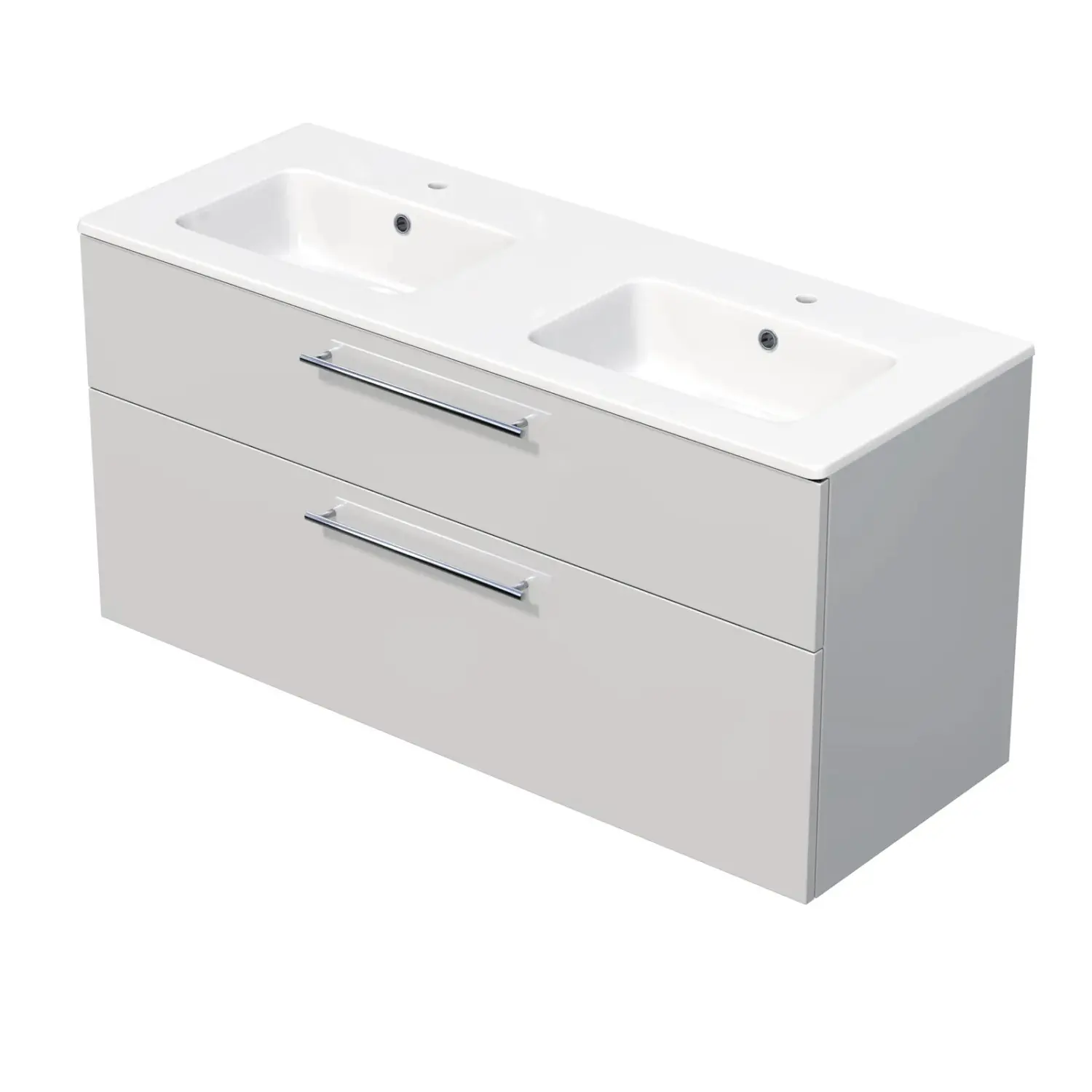 INTEDOOR Koupel.skříň+dvojumyvadlo BEE, úchyt chrom, š. 121 cm, bílá lesk