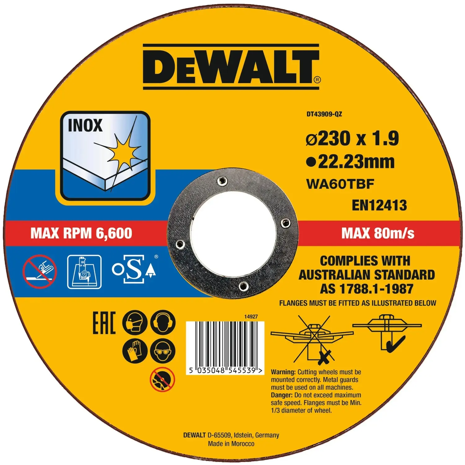 DeWALT Řezný kotouč na nerez DT43909 pr. 230 x 22,23 mm
