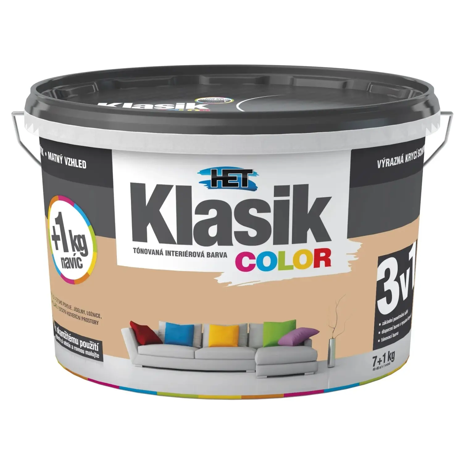 HET Klasik COLOR Tónovaná interiérová barva KC 0267 hnědá karamelová, 7 + 1 kg