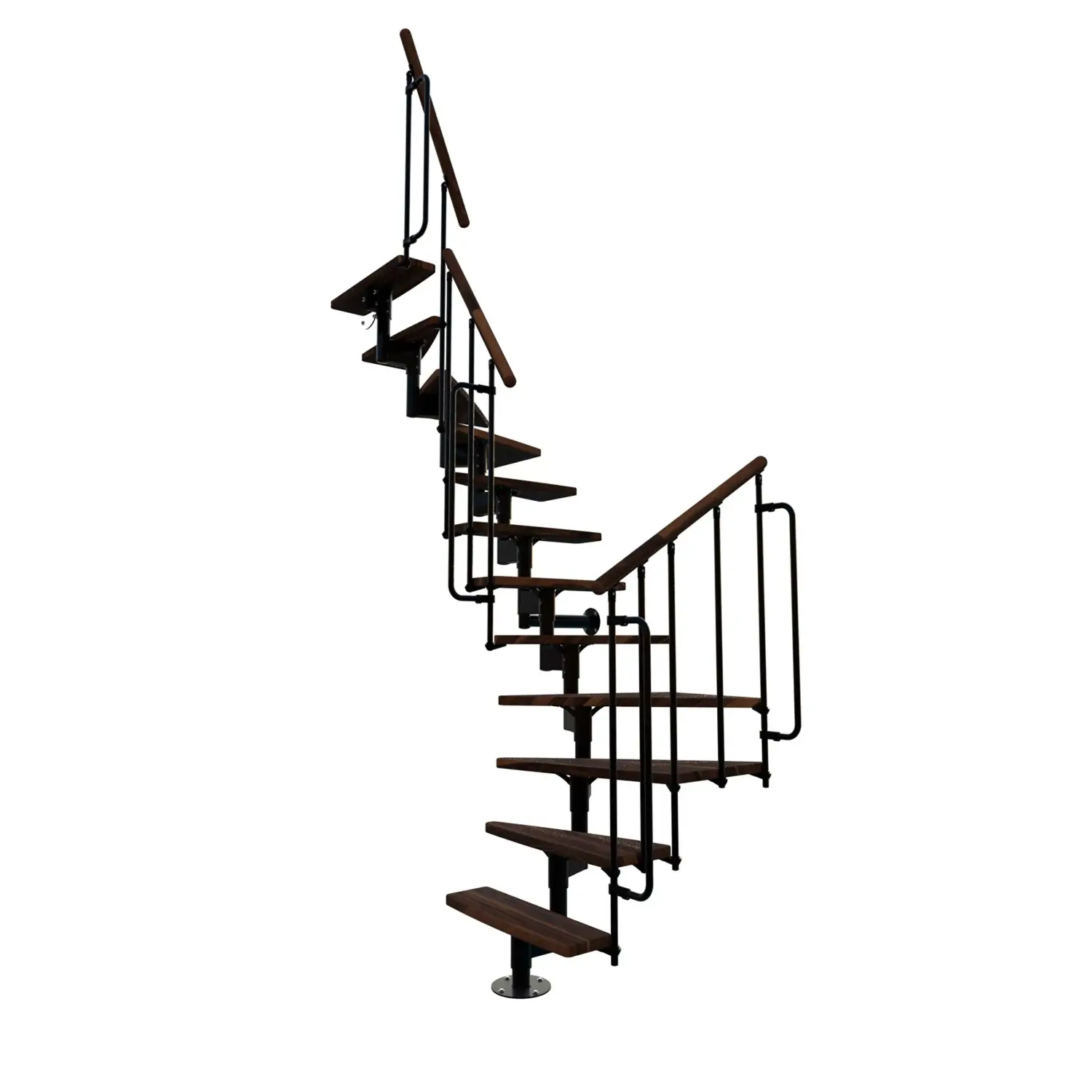 Minka STAIRS Lomené modulové schodiště Joker 180° ořech/černá, 304,2 cm