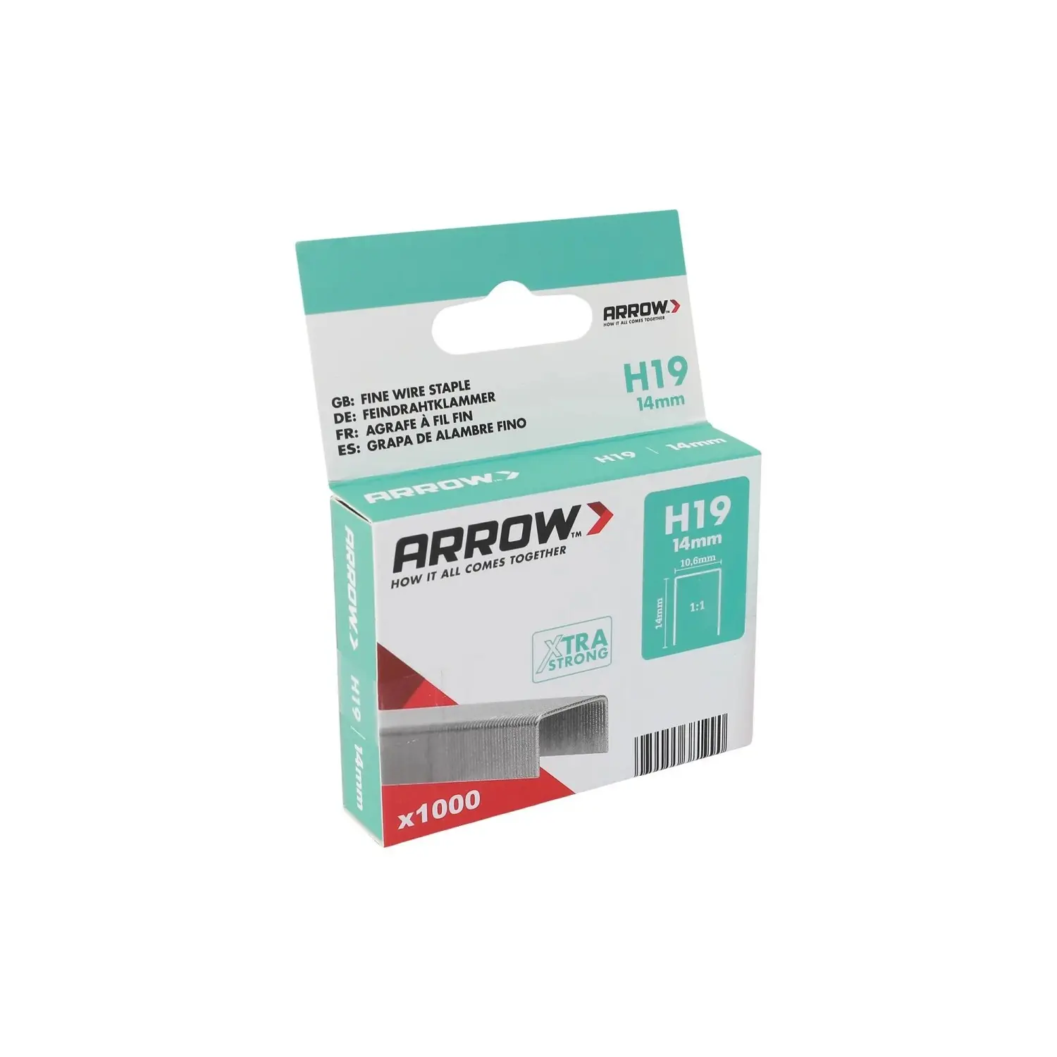 Arrow Drátěné sponky do sponkovačky H19, délka 14 mm, 1000 ks