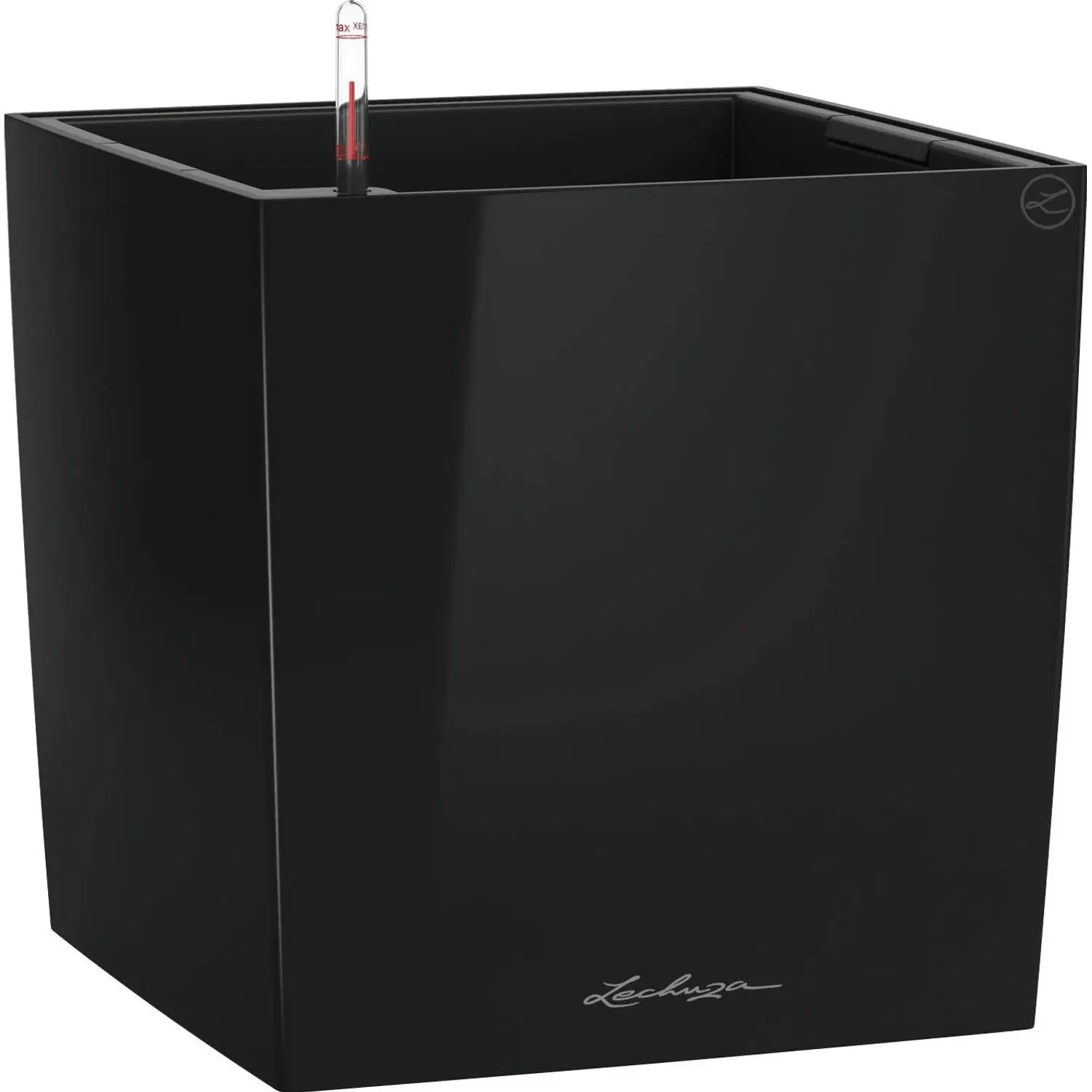 Lechuza Květináč Cube Premium 30, černá vysoce lesklá, 30 x 30 x 30 cm