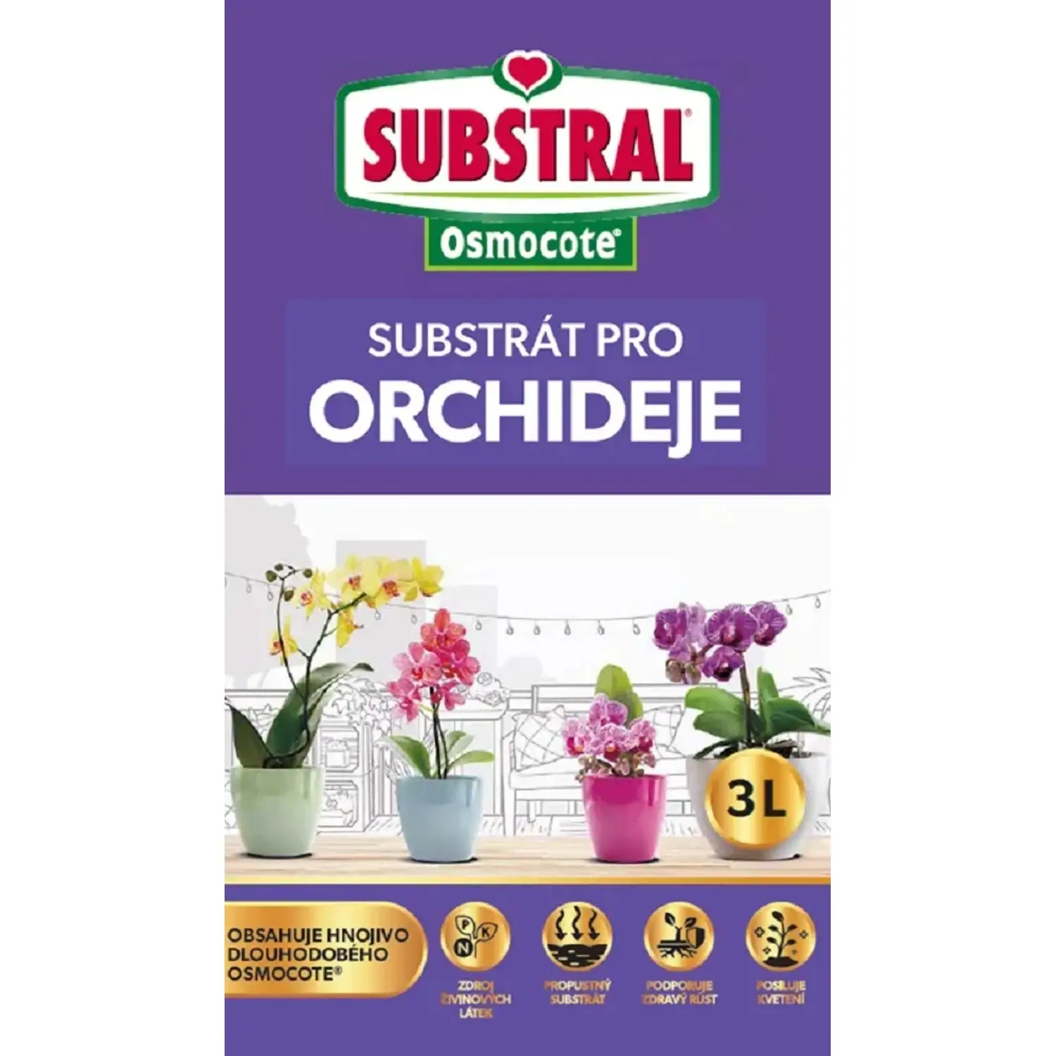Substral Substrát na orchideje s hnojivem Osmocote 3 l