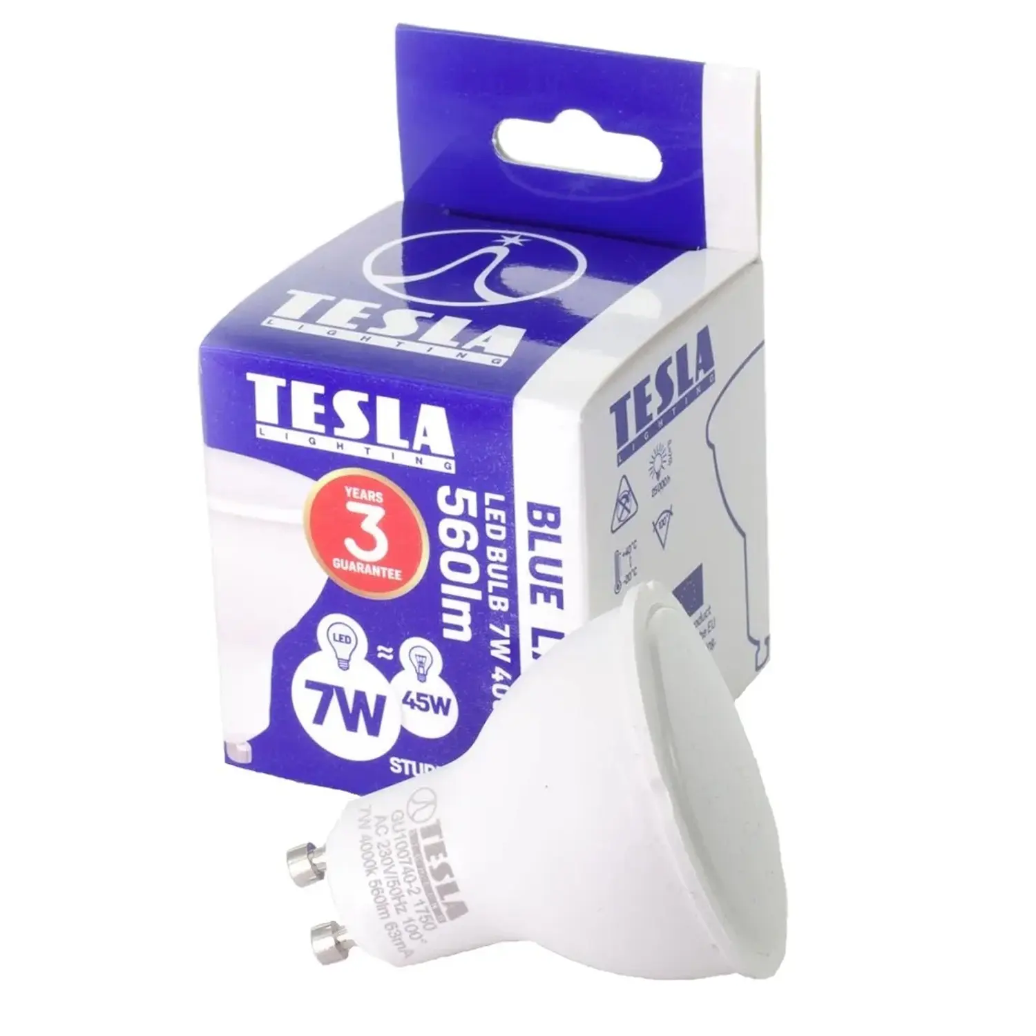 TESLA LED žárovka, GU10, 7 W, 560 lm, 4 000 K