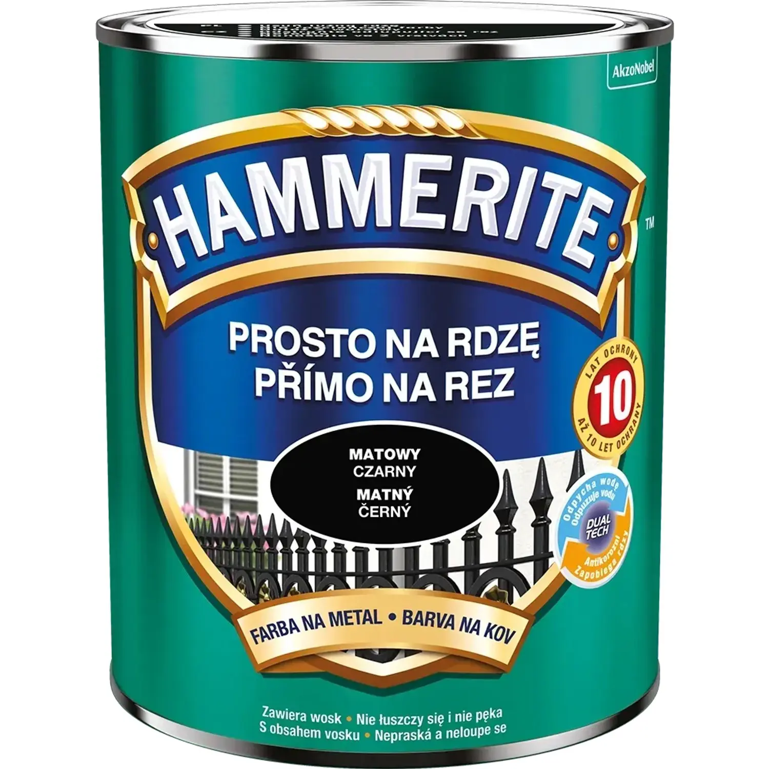 HAMMERITE Přímo na rez barva na železné kovy matná černá 0,7 l
