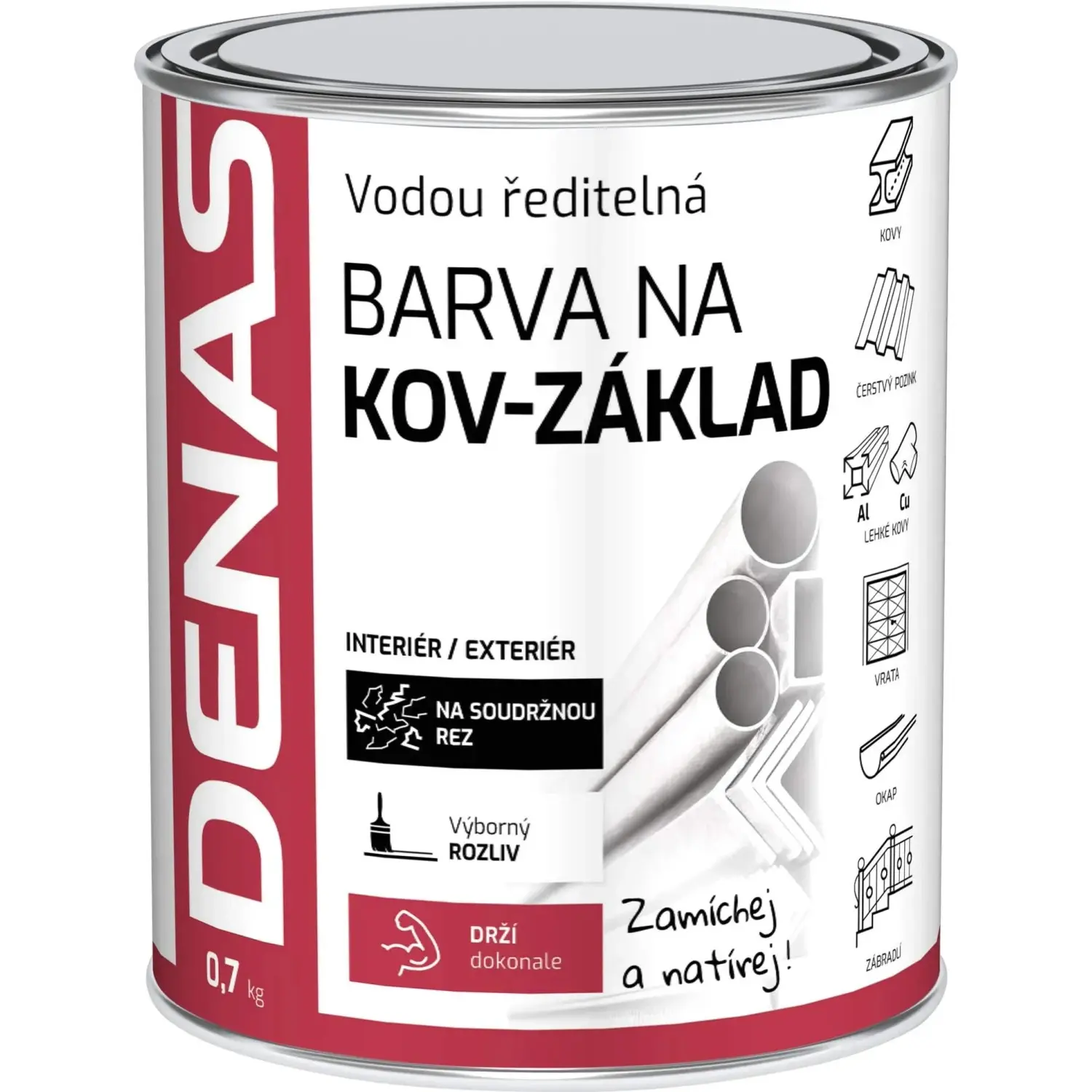 Denas Antikorozní barva na kovy KOV-ZÁKLAD, 0840 červenohnědá, 700 g