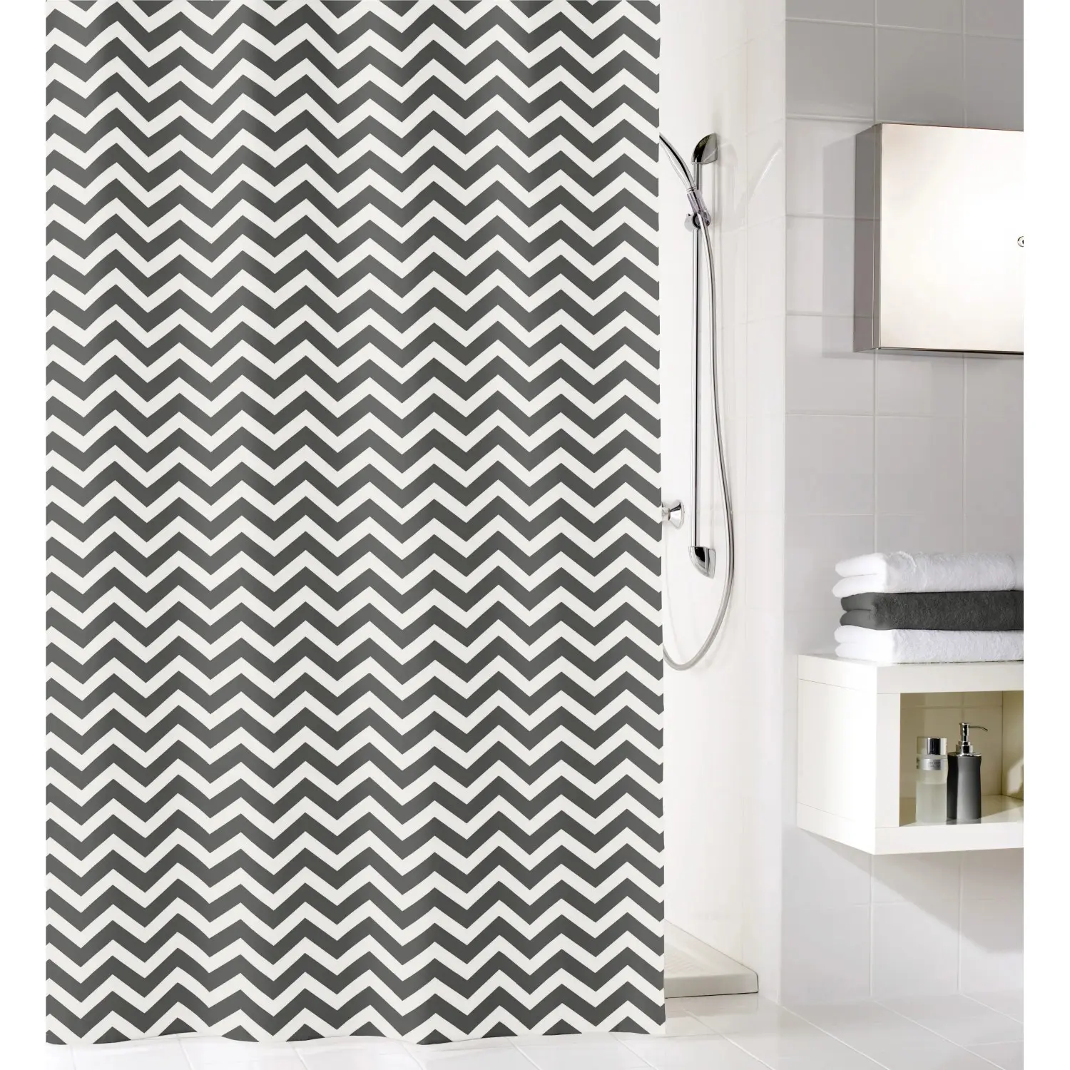 Kleine Wolke Sprchový závěs cik cak břidlicový 180 x 200 cm