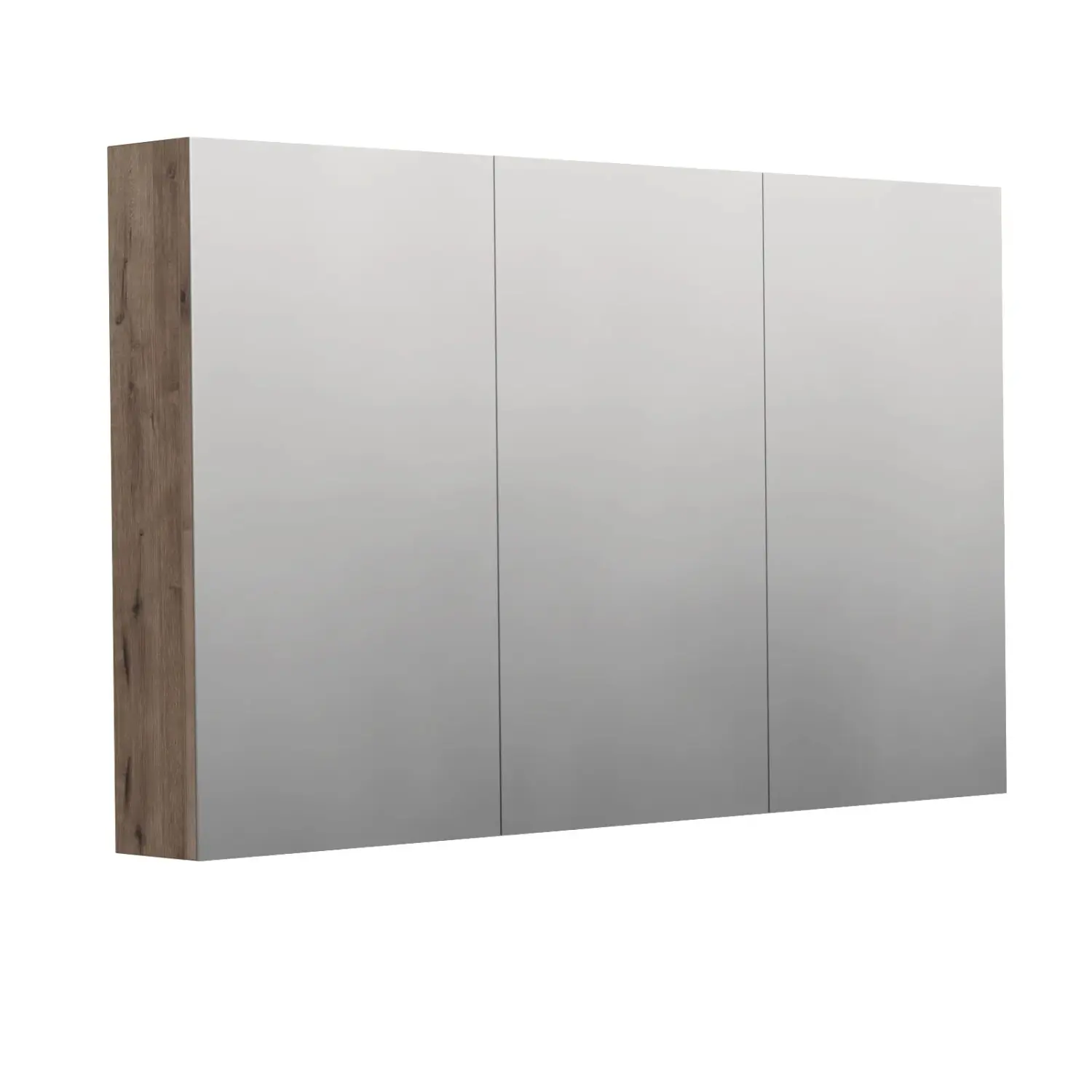 INTEDOOR Zrcadlová skříň BEE, 3 dveře, el.zásuvka, IP44, š.120cm, dub Wellington