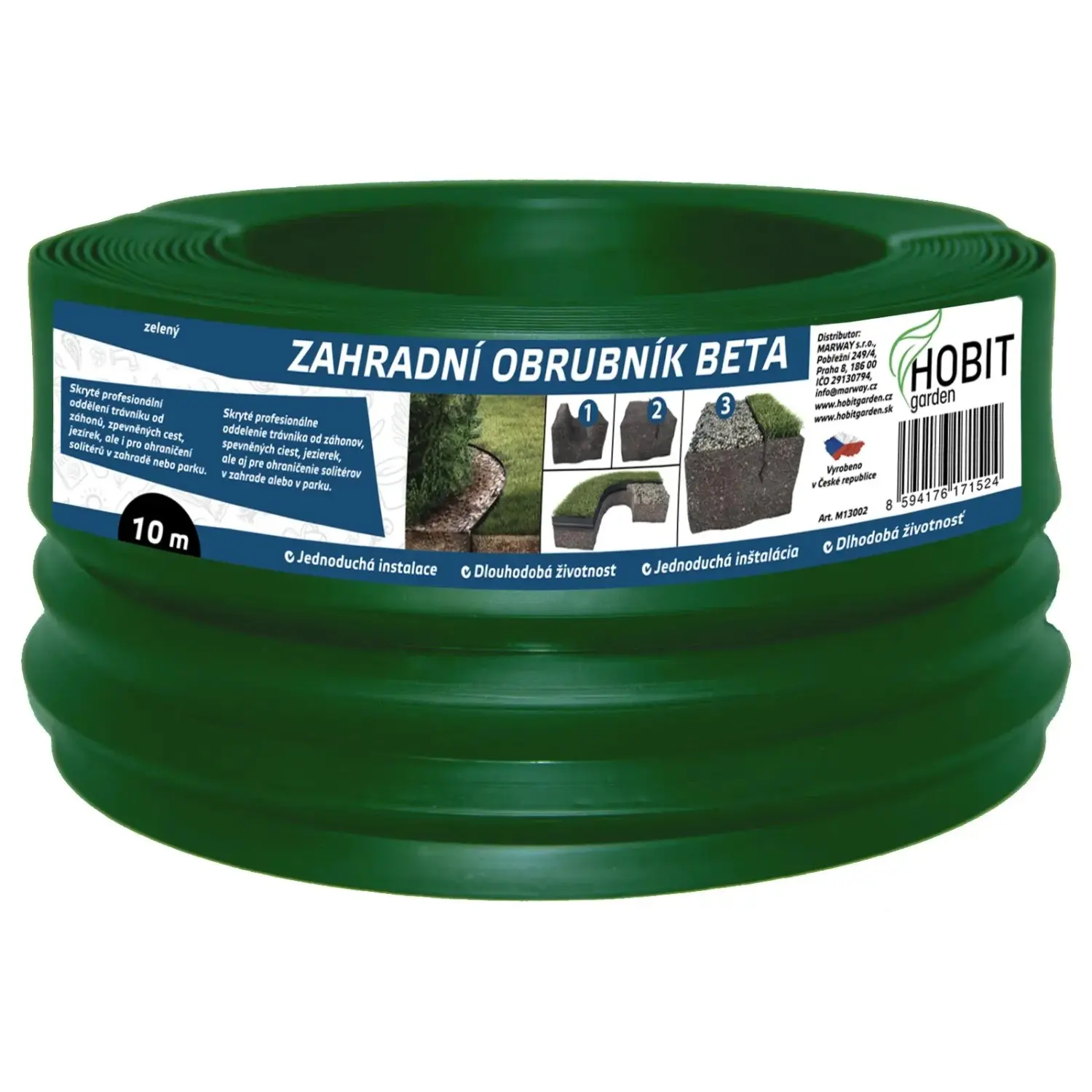 HOBIT garden Zahradní obrubník BETA zelený 12 cm x 10 m