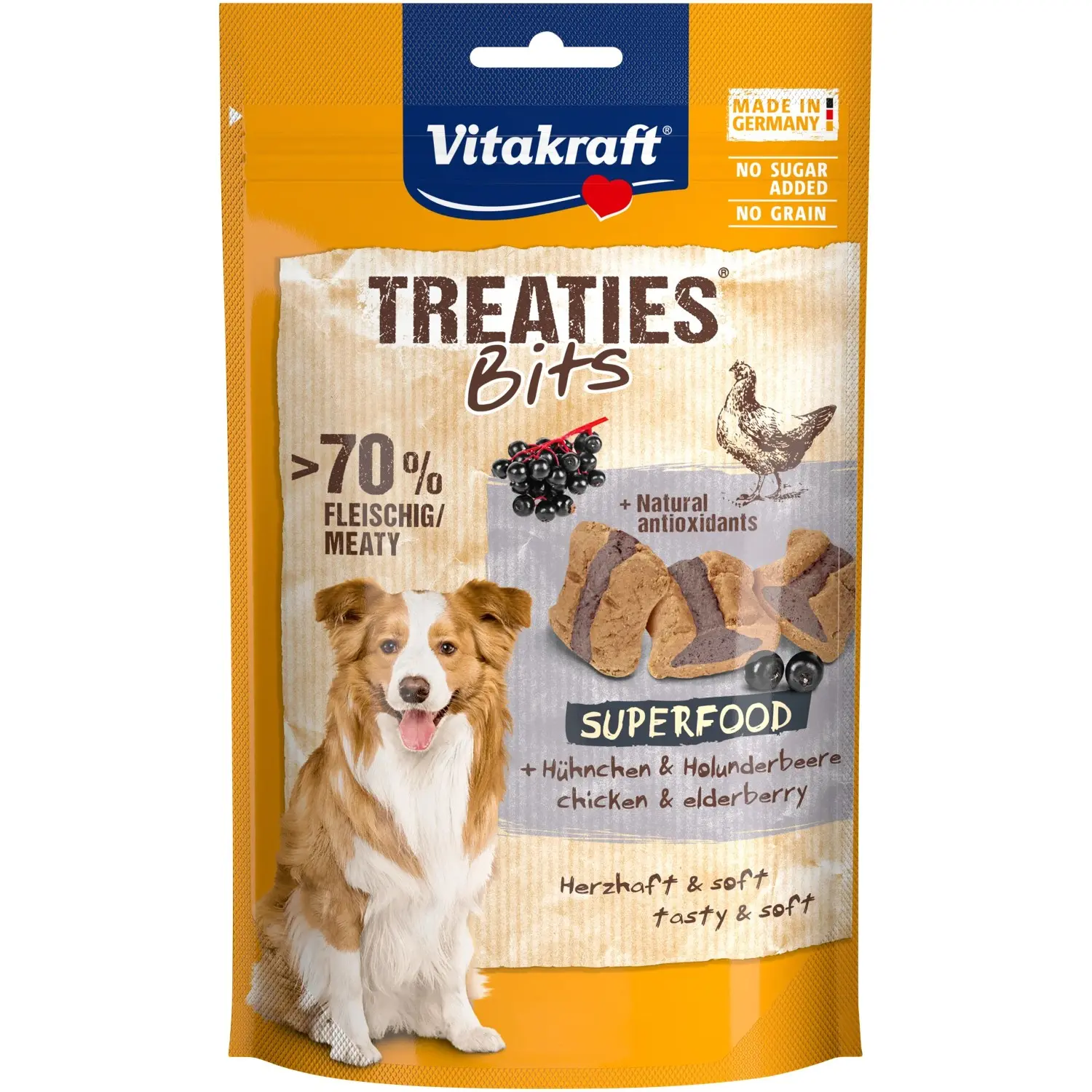 Vitakraft Pochoutka pro psy Treaties bič + Superfood bezinka, 100 g