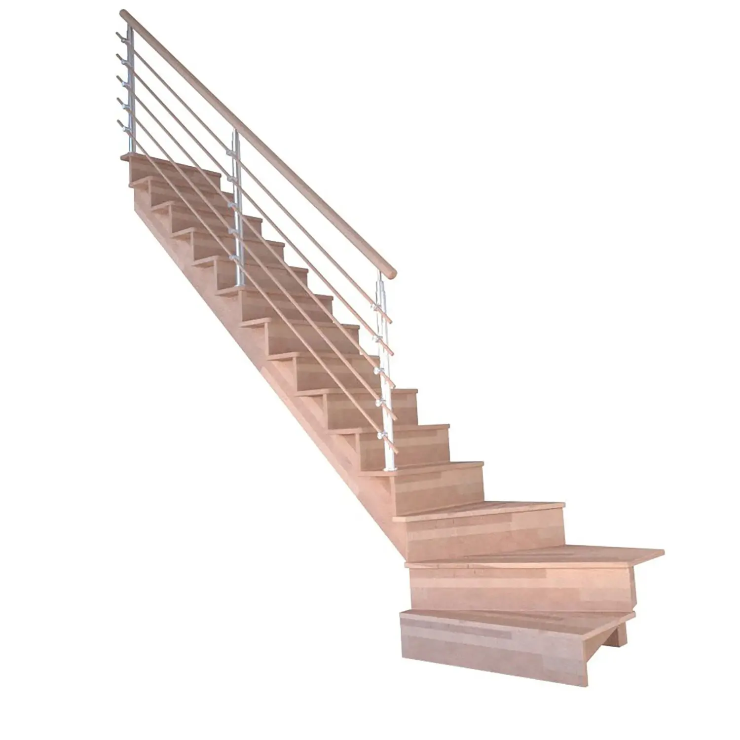 StarWood Schody Lindos bukové levé 80cm uzavřené design. dřev. zábradlí
