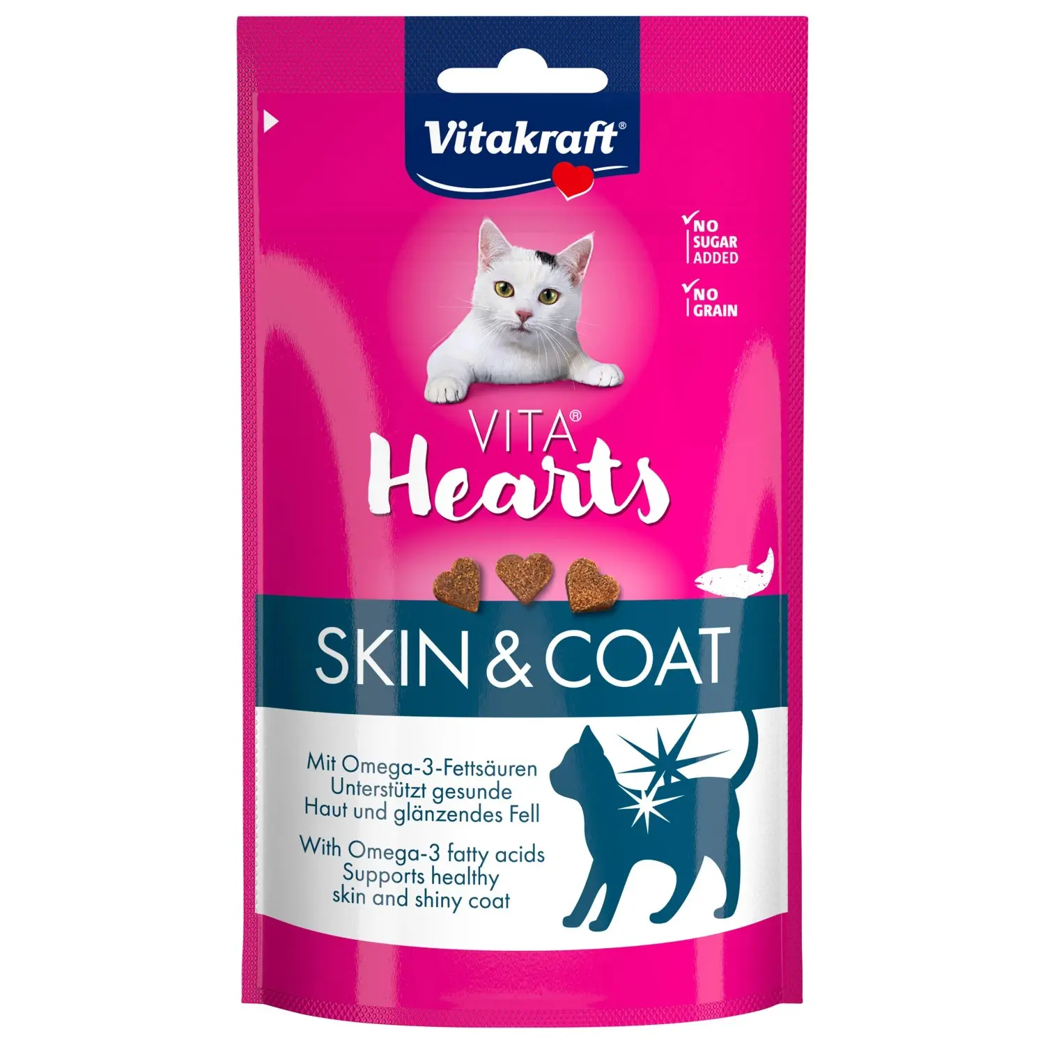 Vitakraft Pochoutka pro kočky Vita Hearts Skin & Coat s lososem, 40 g
