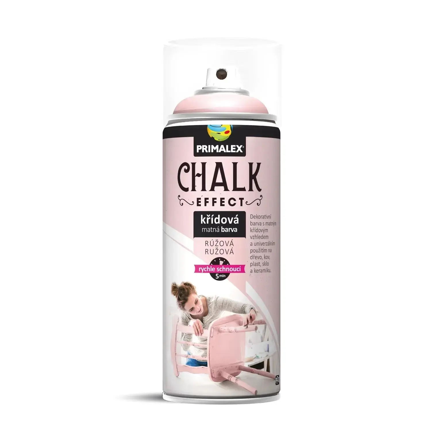 PRIMALEX Křídová matná barva ve spreji Chalk Effect růžová 400 ml