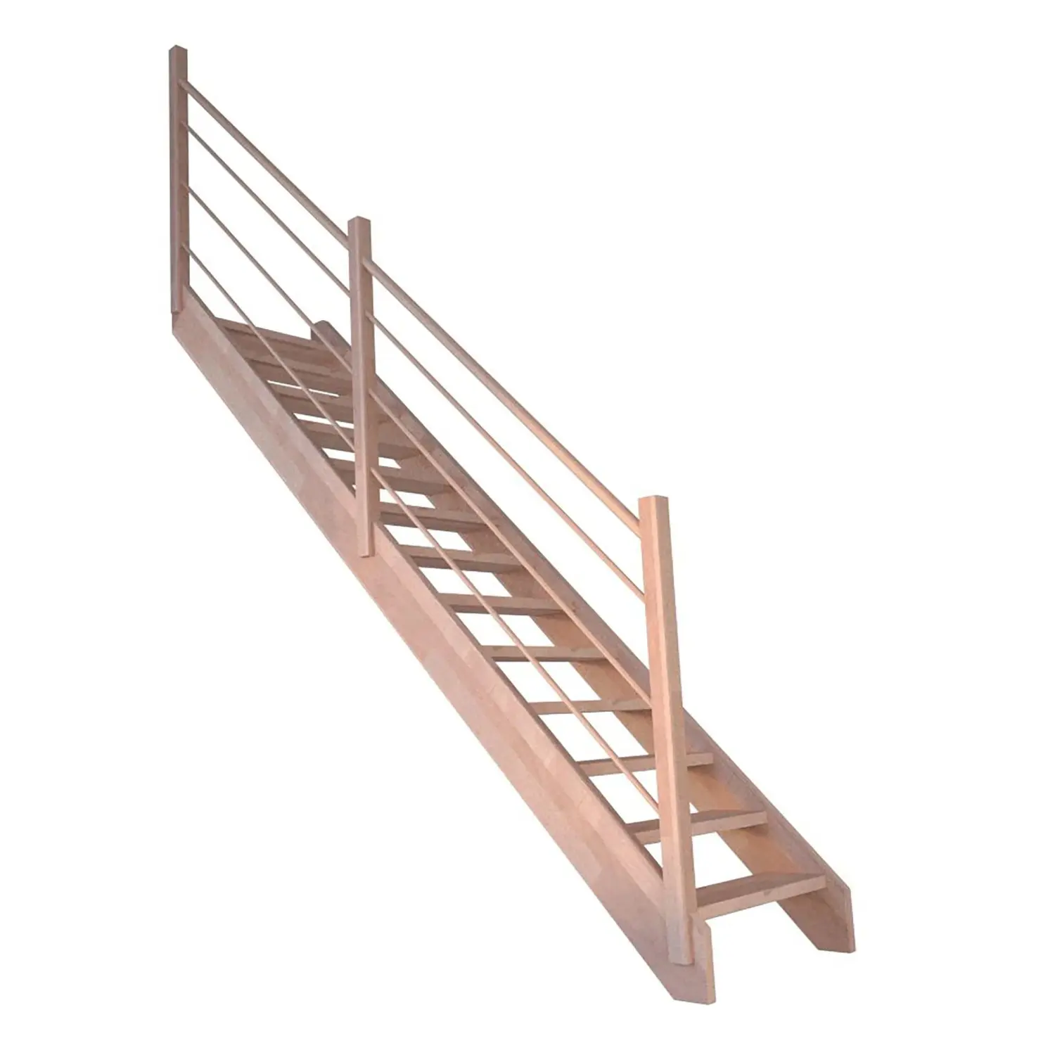 StarWood Schody Mykonos Pro bukové rovné 90cm otevřené dřev. design. zábradlí L