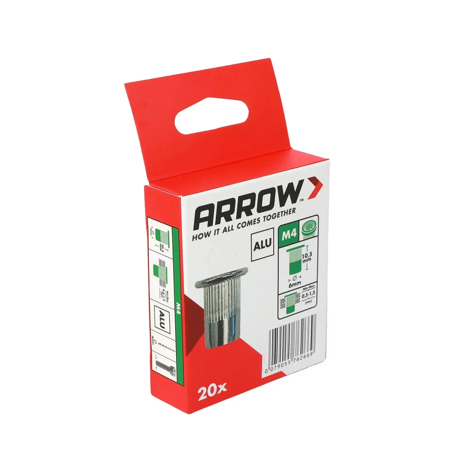 Arrow Nýtovací matice RN M4 hliník, pr. 6 x 10,5 mm, 20 ks