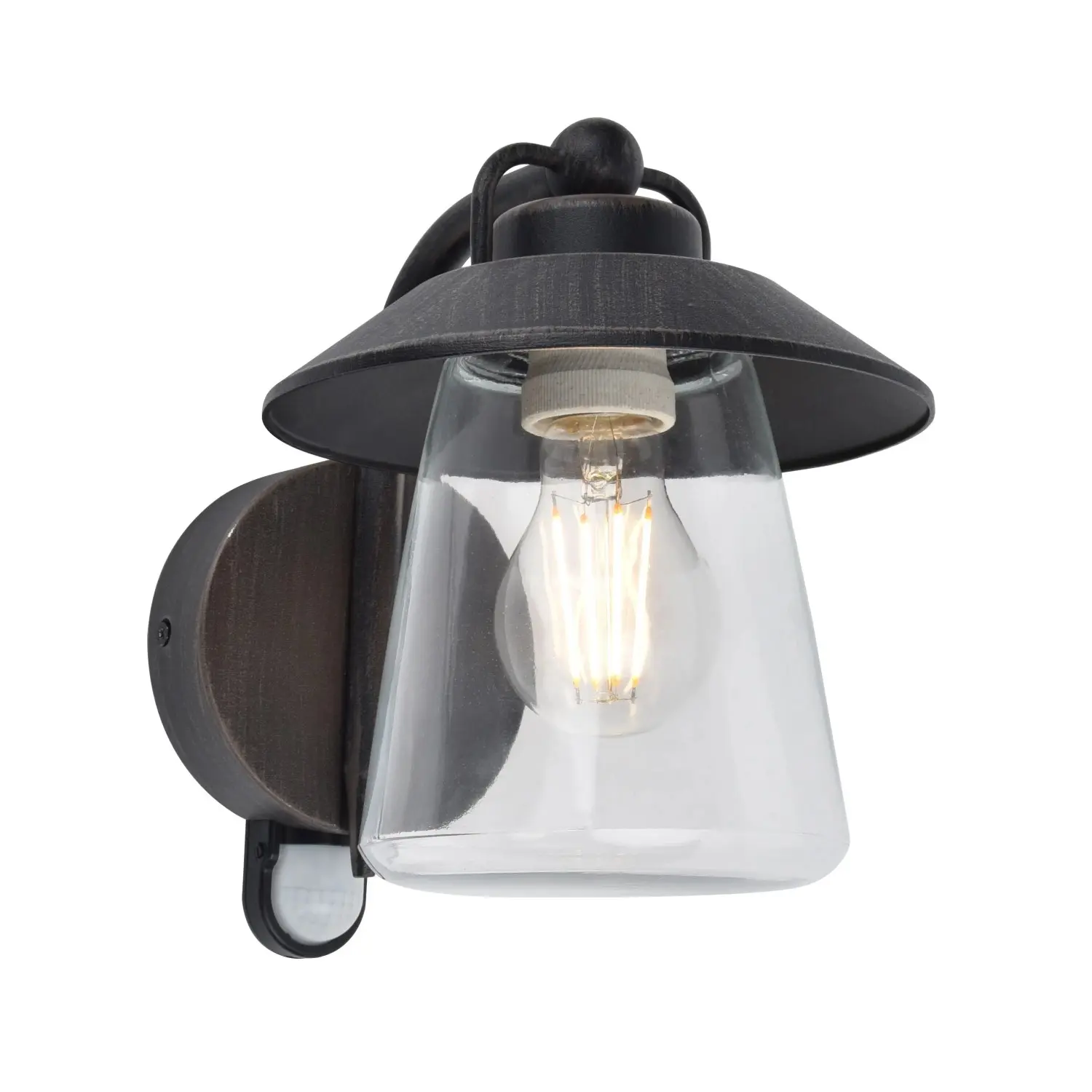 LUTEC Venkovní nástěnné svítidlo CATE SENSOR IP44, černá rez, 220 × 176 × 224 mm