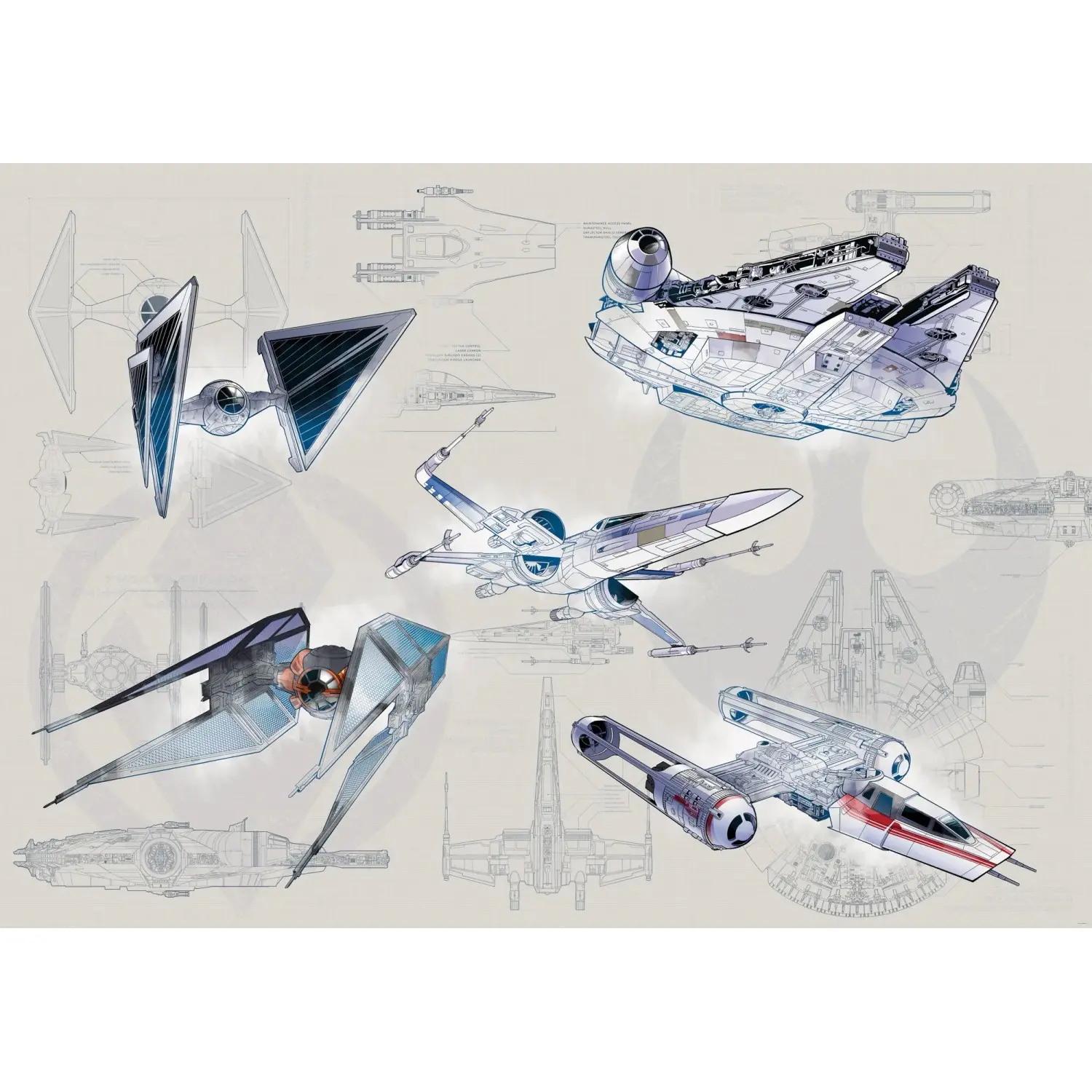 Komar Vliesová fototapeta Star Wars Blueprint Light 400 x 280 cm