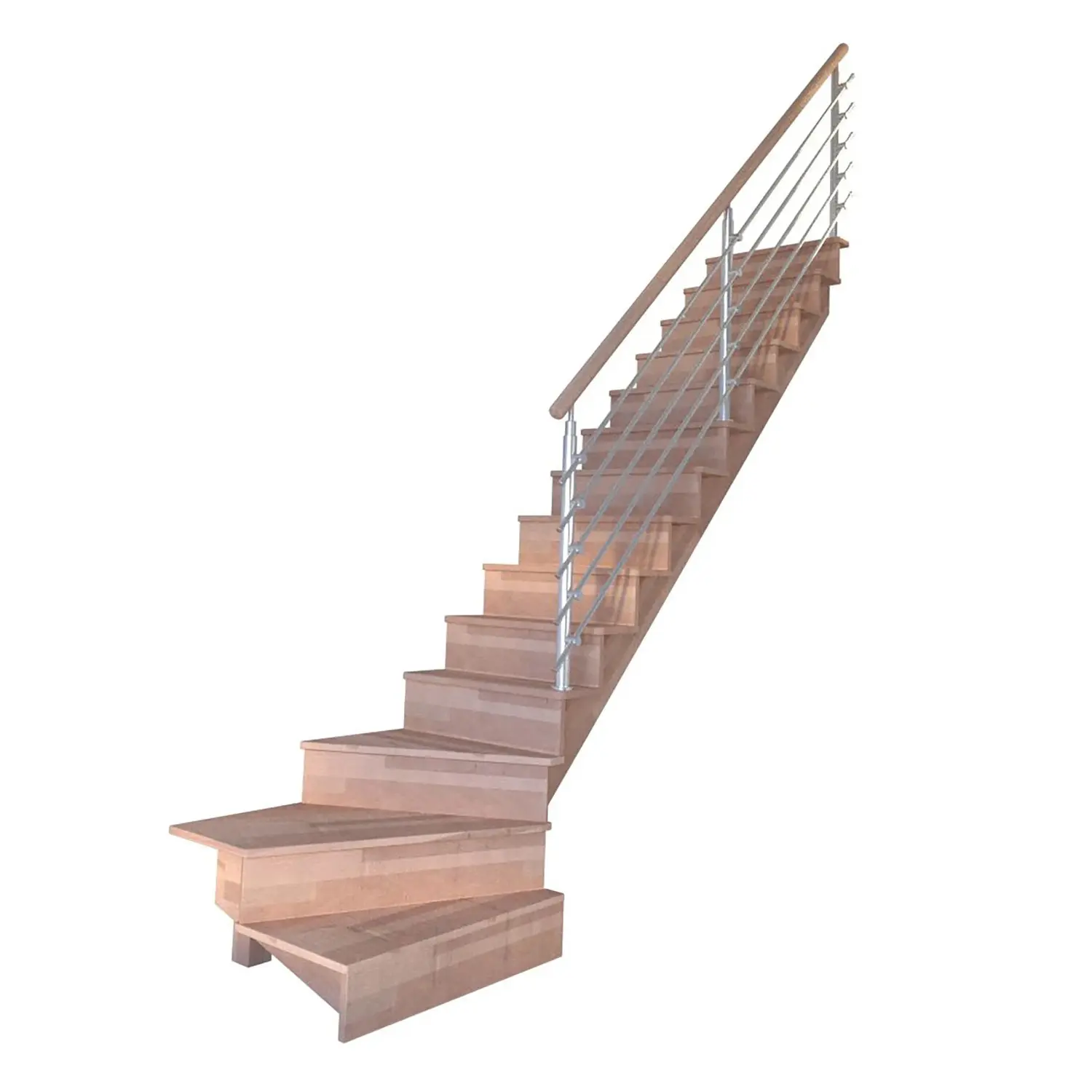 StarWood Schody Lindos bukové pravé 80cm uzavřené design. nerez. zábradlí