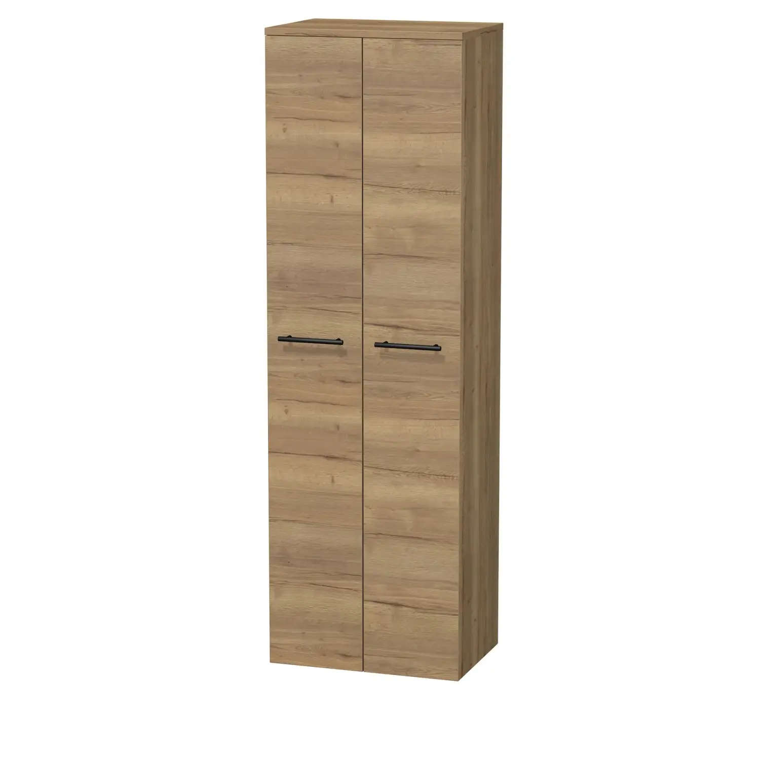 INTEDOOR Vysoká skříň BEE, úchyt černý, 2 dveře, š. 50 cm, dub Halifax