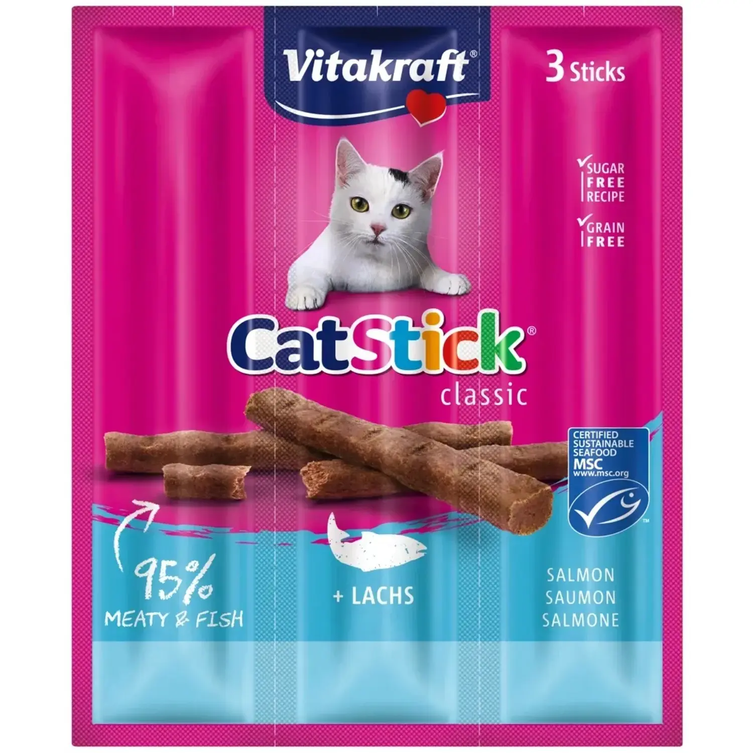 Vitakraft Pochoutka pro kočky Cat Stick losos 3 x 6 g, 3 ks