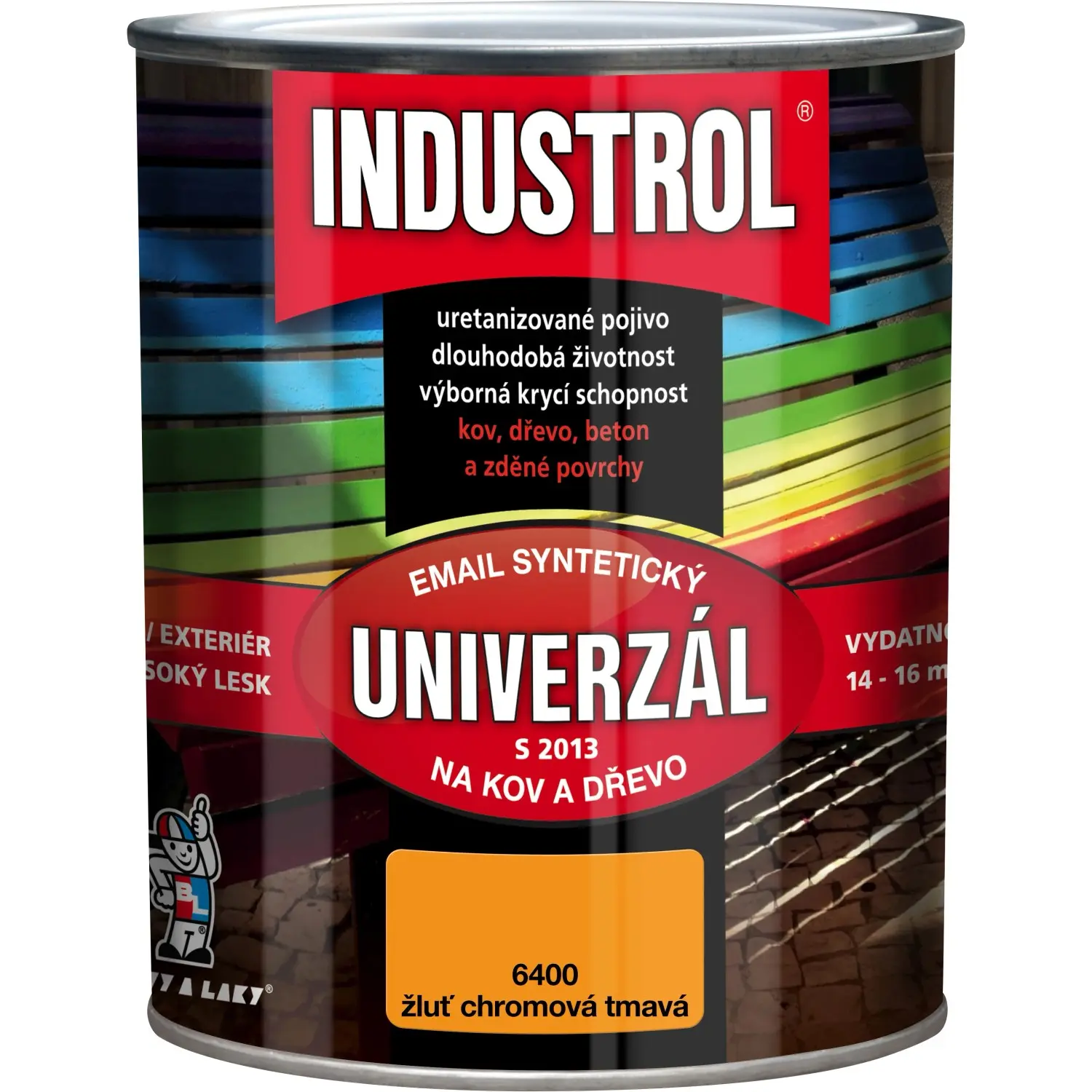 INDUSTROL Email na kov a dřevo S2013 UNIVERZÁL 6400 žluť chromová tmavá 750 ml