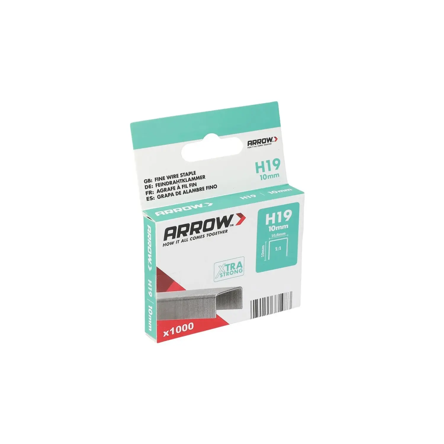 Arrow Drátěné sponky do sponkovačky H19, délka 10 mm, 1000 ks