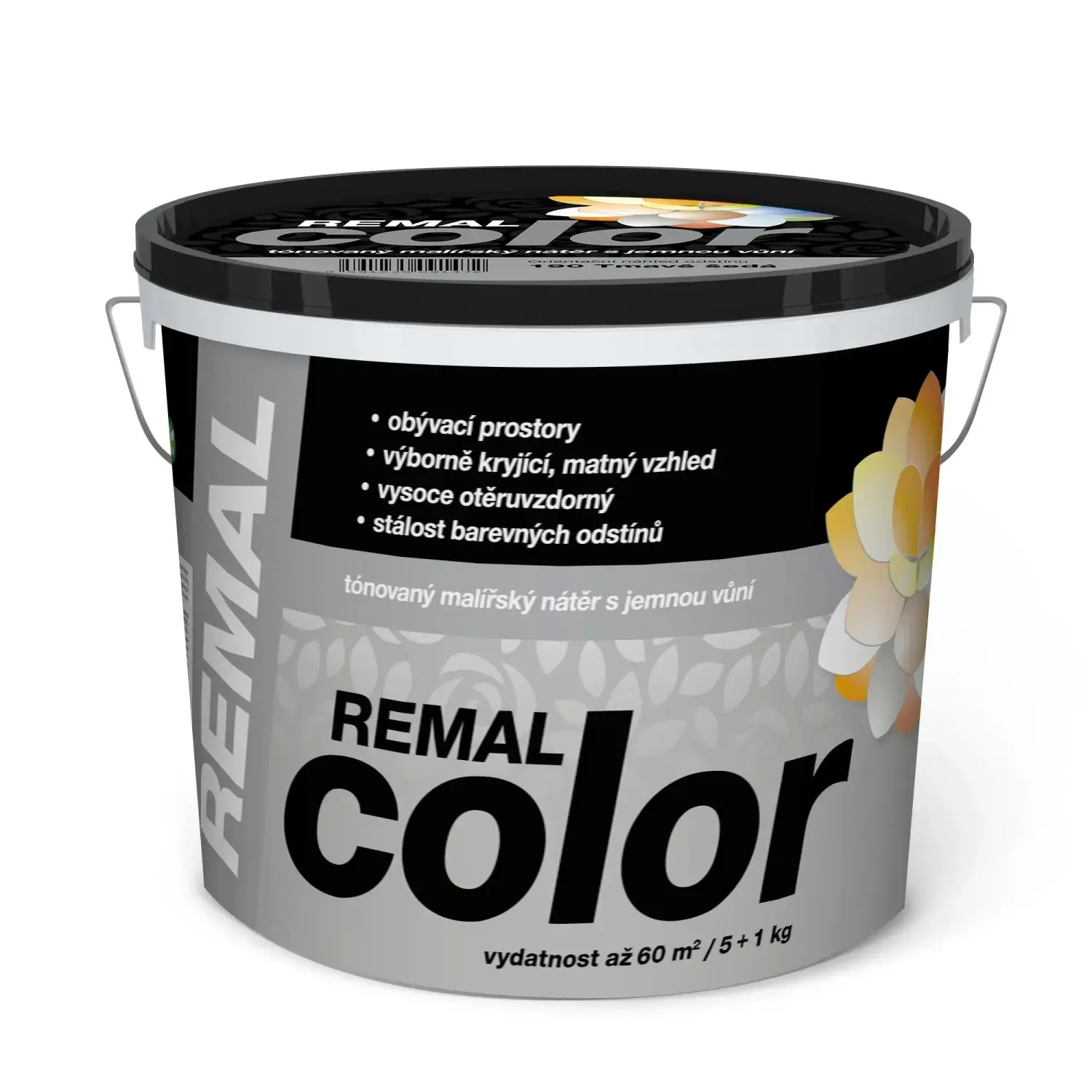 REMAL Color Tónovaný malířský nátěr s jemnou vůní, 190 Tmavě šedá, 5 + 1 kg