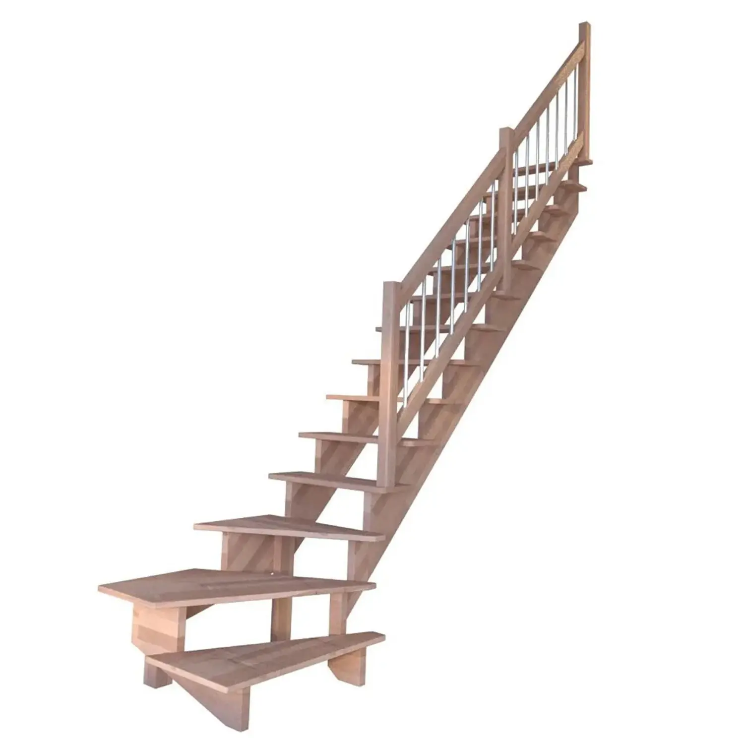 StarWood Schody Lindos bukové levé 80cm otevřené dřev. nerez. zábradlí