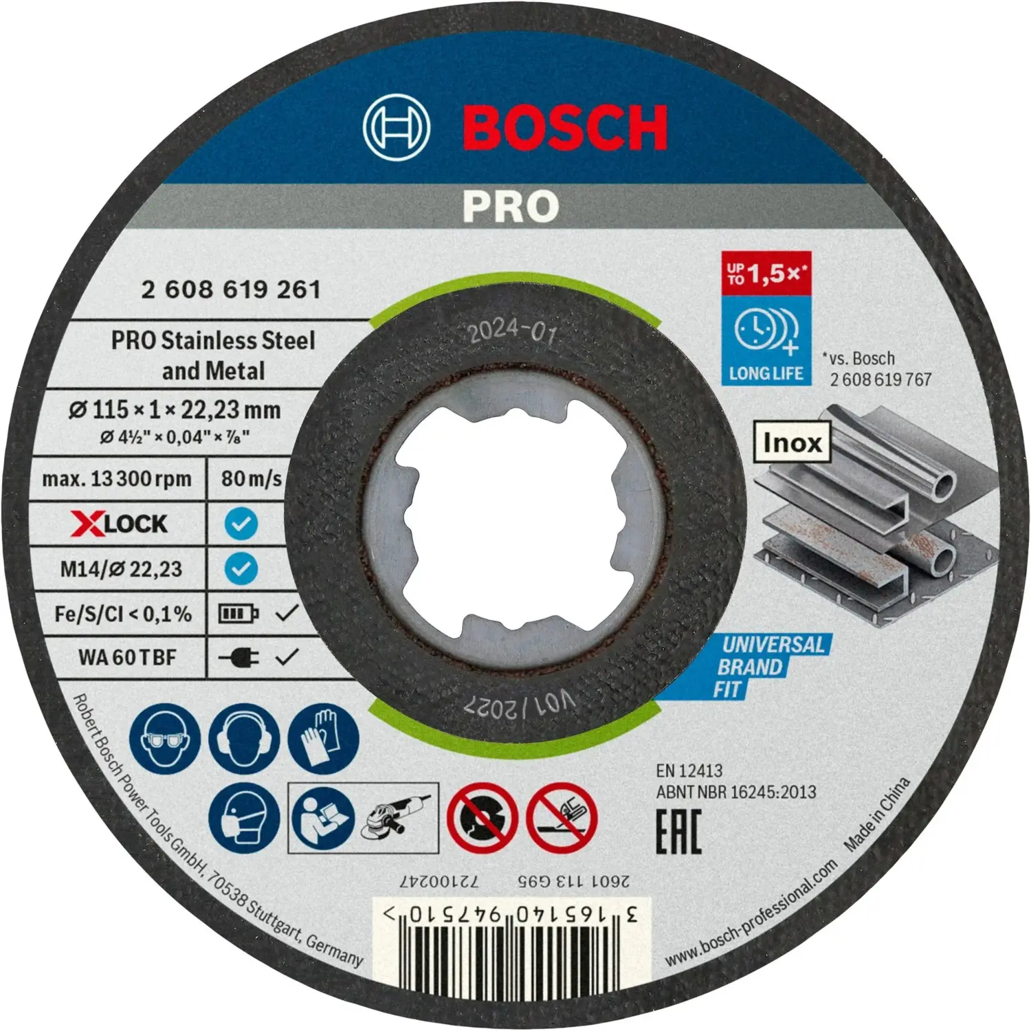 Bosch Řezací kotouč X-LOCK PRO Stainless Steel and Metal pr. 115 x 22,23mm, 10ks