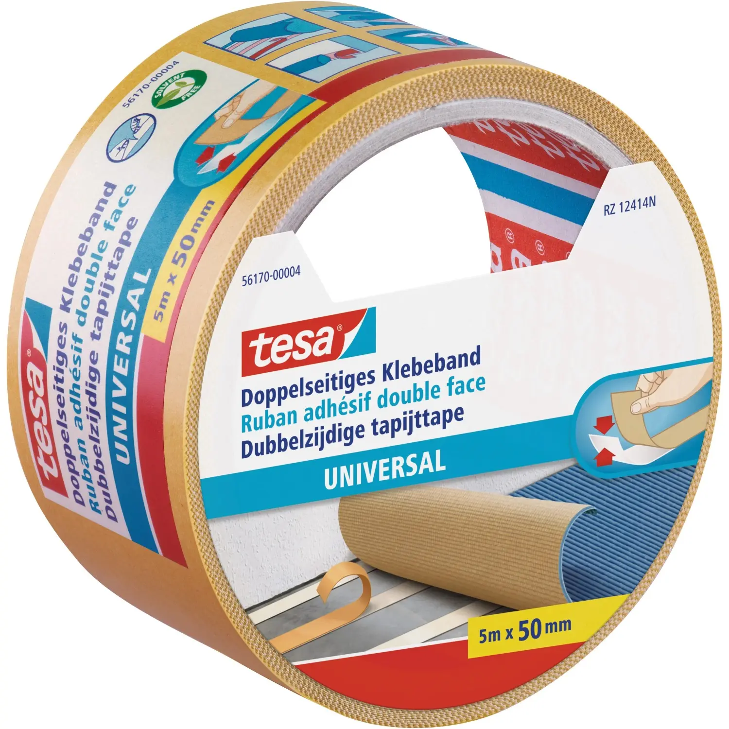 tesa Oboustranná podlahová lepicí páska UNIVERSAL, bílá, 10 m x 50 mm