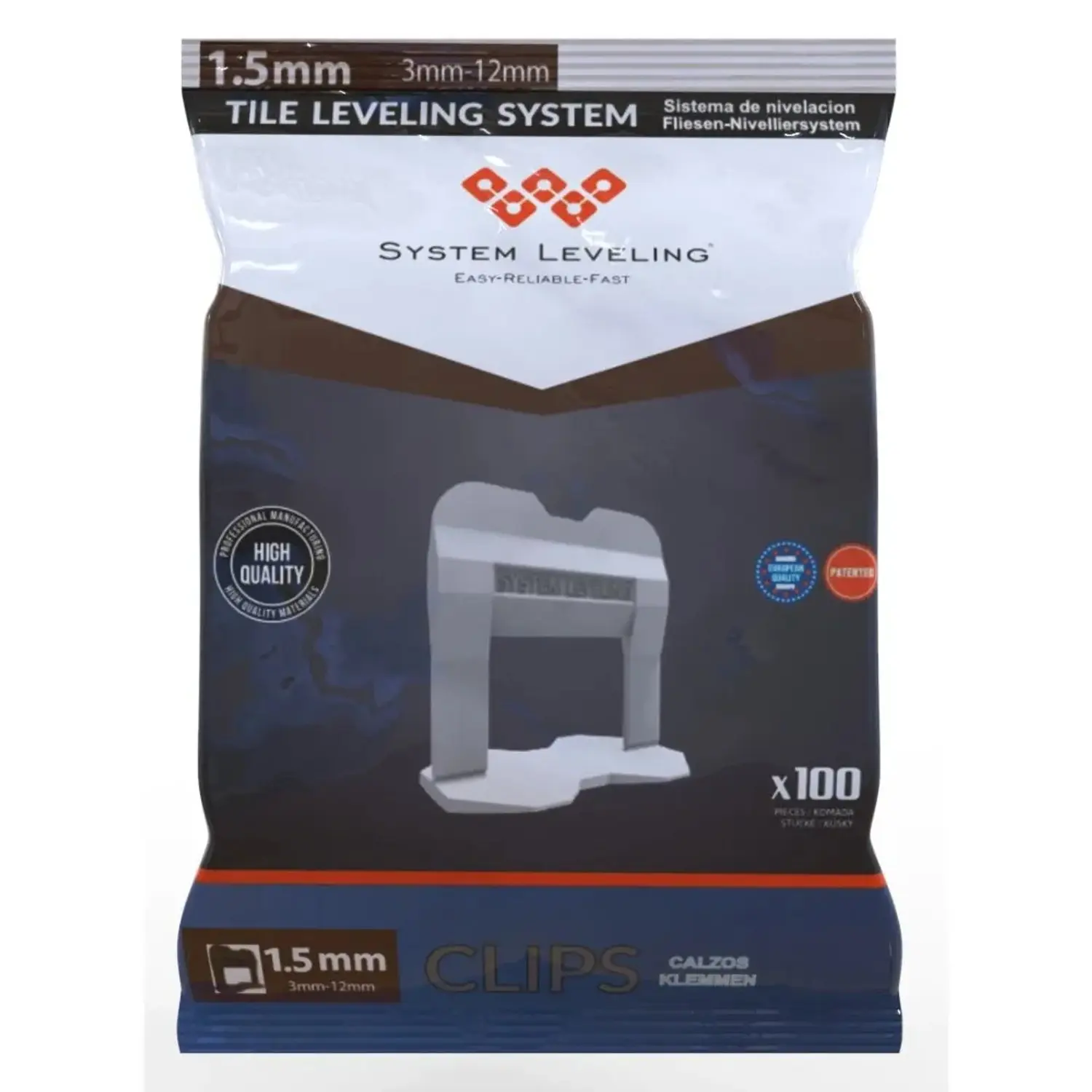 System Leveling Spona pro spáru 1,5 mm (3-12mm), 100 ks