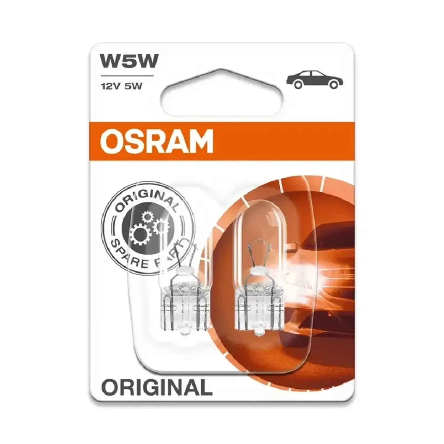 OSRAM Pomocná autožárovka Original se skl.nástr.paticí W5W, 12V, 2 ks (BLI)