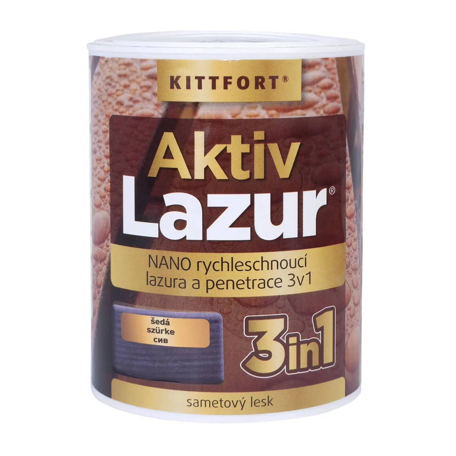 KITTFORT Nano lazura na dřevo Aktivlazur šedá, 750 ml