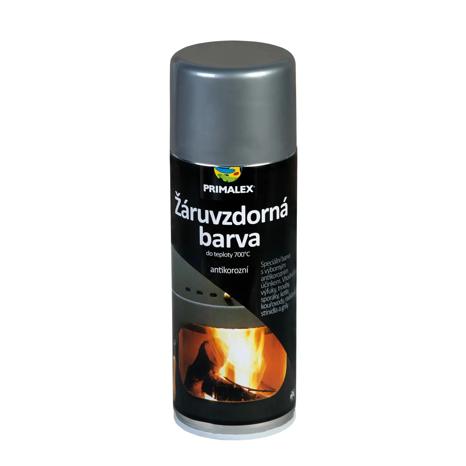 PRIMALEX Žáruvzdorná barva ve spreji do 700 °C stříbrná 400 ml