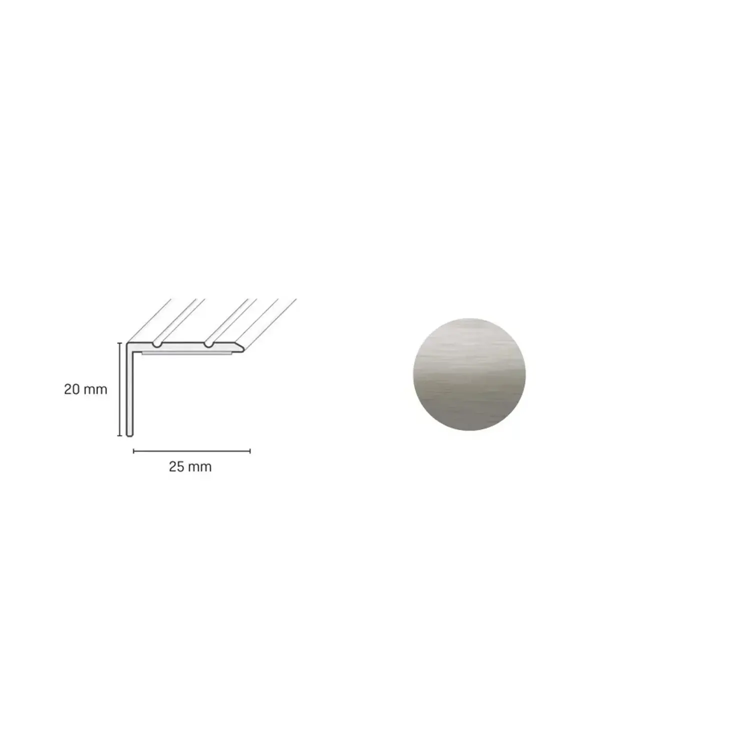Döllken Profiles Schodová hrana DP 36 S samolepicí 25 x 20 x 1800 mm, nerezová