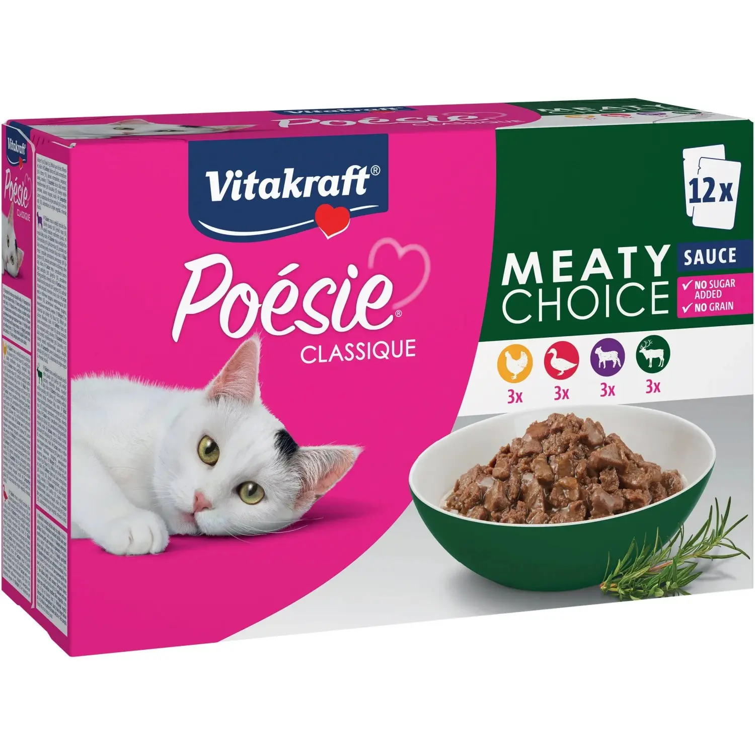 Vitakraft Kapsičky pro kočky Poésie Classique Meaty v omáčce, 12 x 85 g