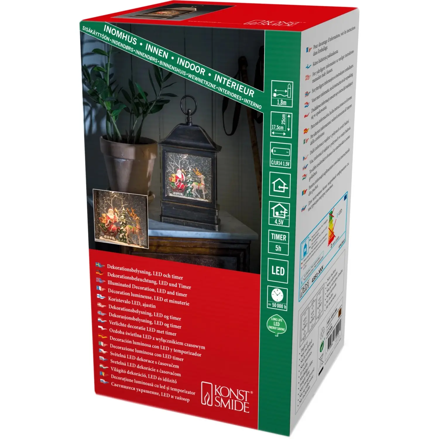 Konstsmide LED sněhová lucerna Santa Claus na saních 1 LED teplá bílá
