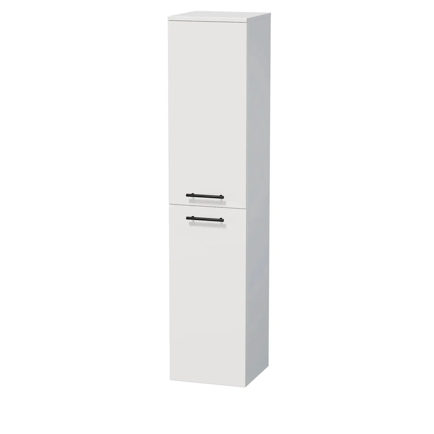 INTEDOOR Vysoká skříň BEE, levá, úchyt černý, 2 dveře, š. 35 cm, bílá lesk
