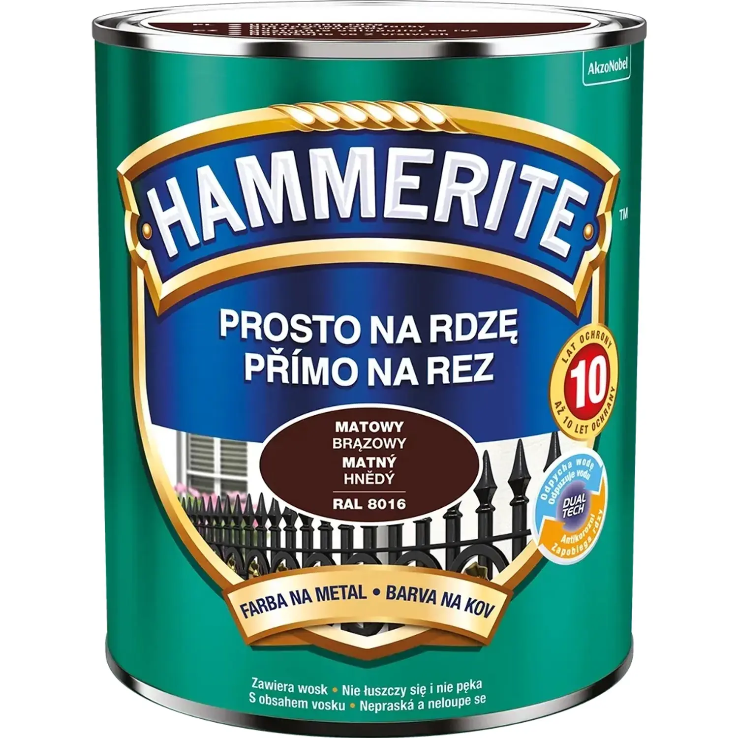 HAMMERITE Přímo na rez barva na železné kovy matná hnědá 0,7 l