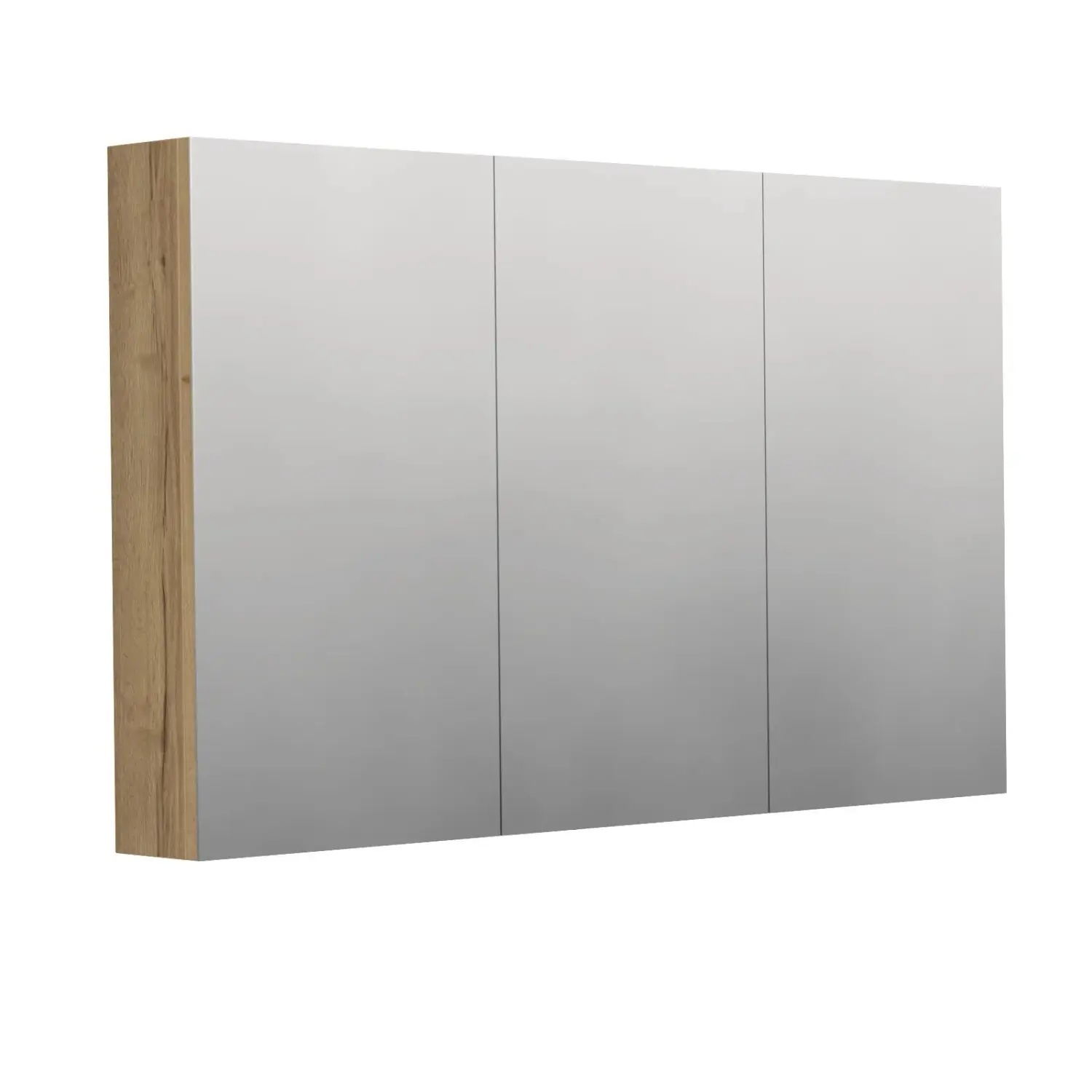INTEDOOR Zrcadlová skříň BEE, 3 dveře, el. zásuvka, IP44, š. 120 cm, dub Halifax