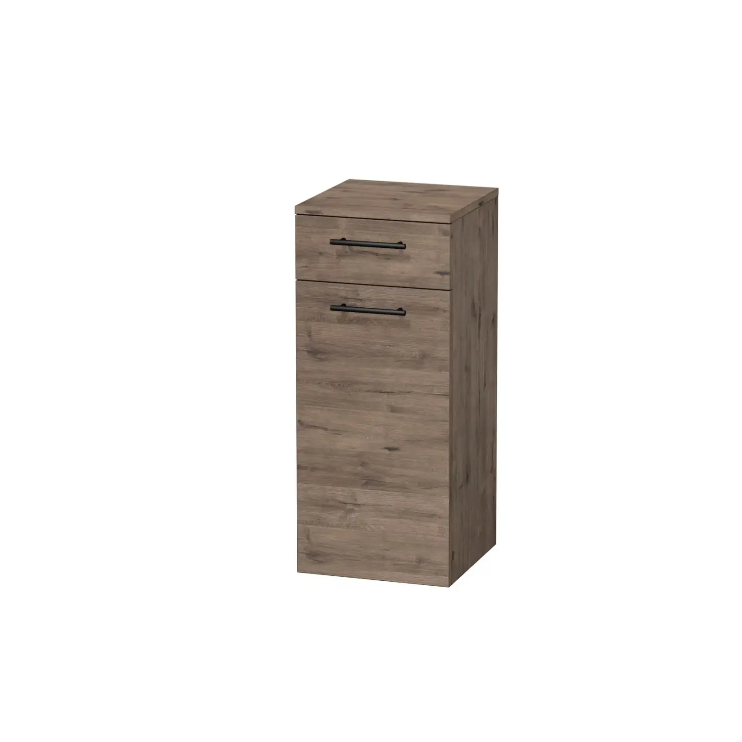 INTEDOOR Nízká skříň BEE, úchyt černý, 1zásuvka, koš, š. 35cm, dub Wellington