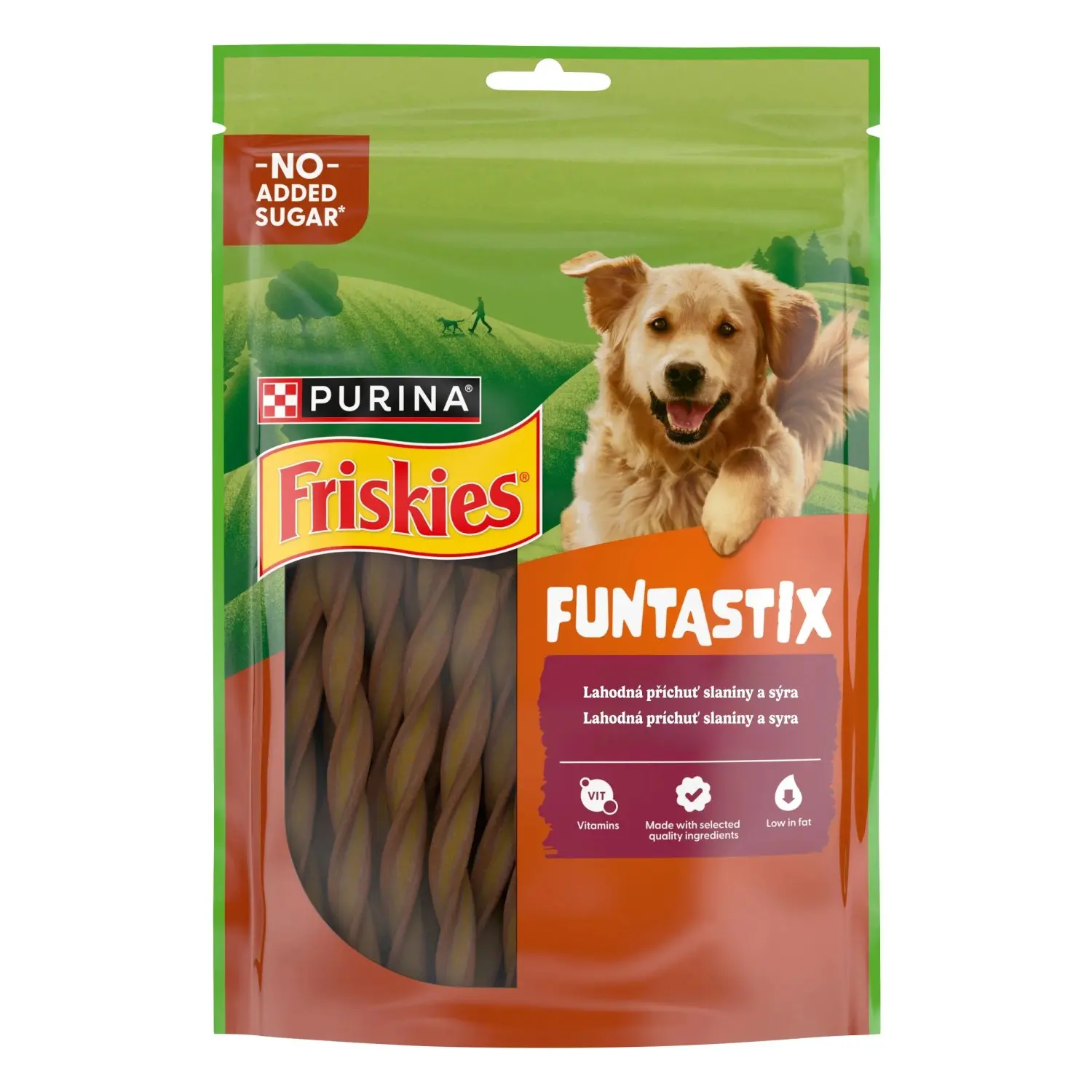Friskies Tyčinky pro psy Funtastix s příchutí slaniny a sýra 175 g