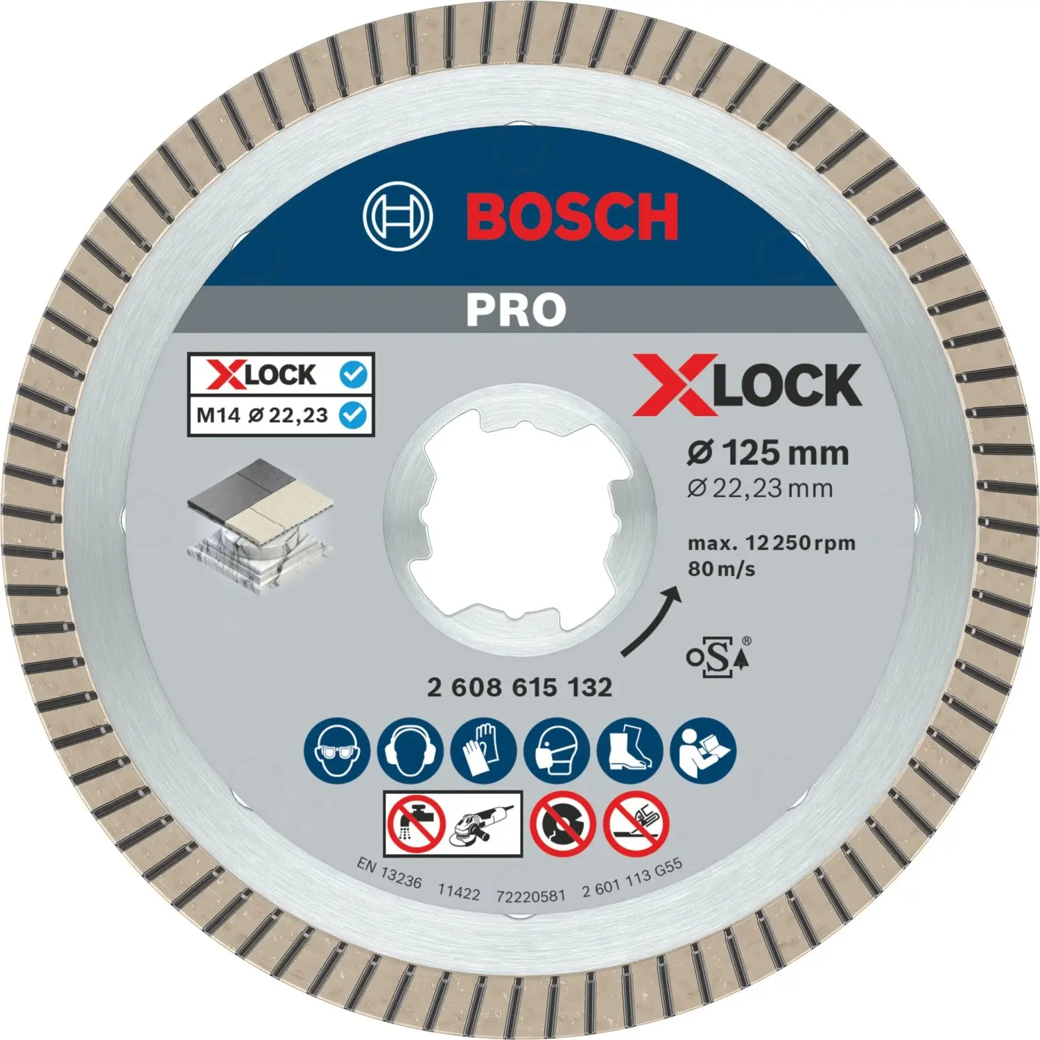Bosch Diamantový dělící kotouč X-LOCK PRO Ceramic pr. 125 x 22,23 mm