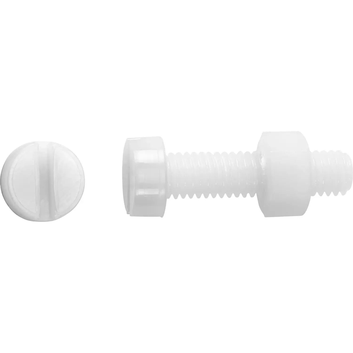 Závitový šroub s válcovou hlavou PZ plastový bílý M3 x 10 mm, 8 ks + matice
