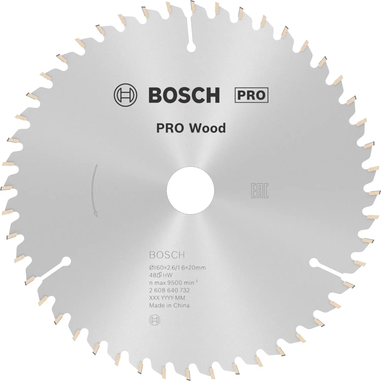 Bosch Pilový kotouč PRO Wood pro okružní pilu pr. 160 x 20mm, 2,6/1,6mm (48zubů)