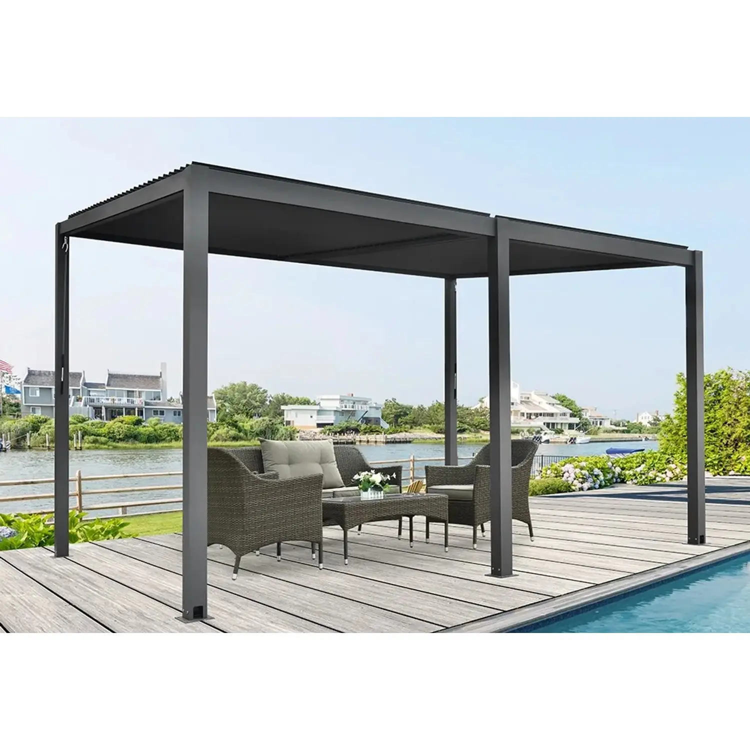 Floraworld Pergola, lamelová střecha, antracitová, 400 x 310 cm
